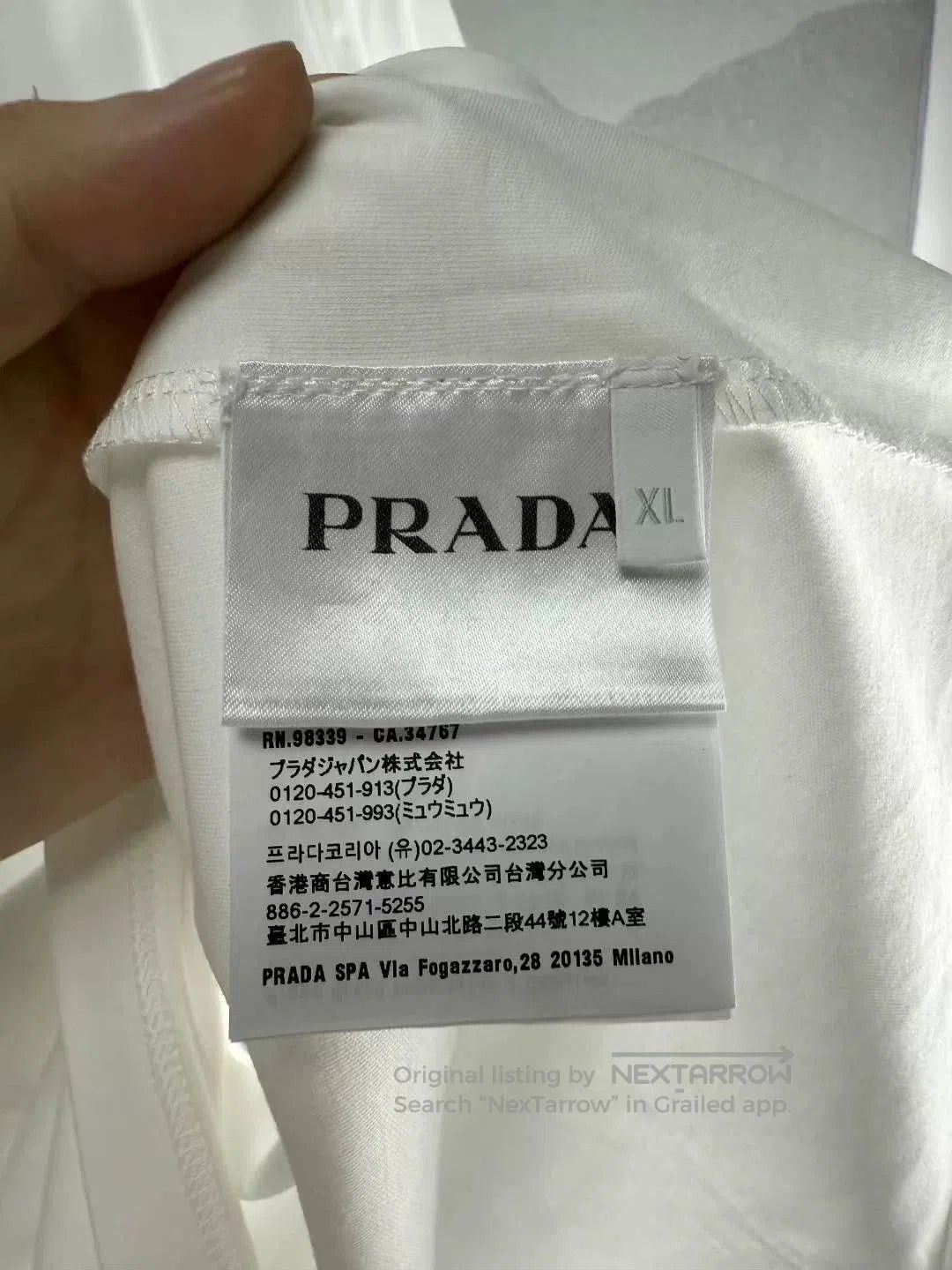 Prada Prada White Chest Triangle Logo T-Shirt. Size US XL / EU 56 / 4 - 3 Thumbnail