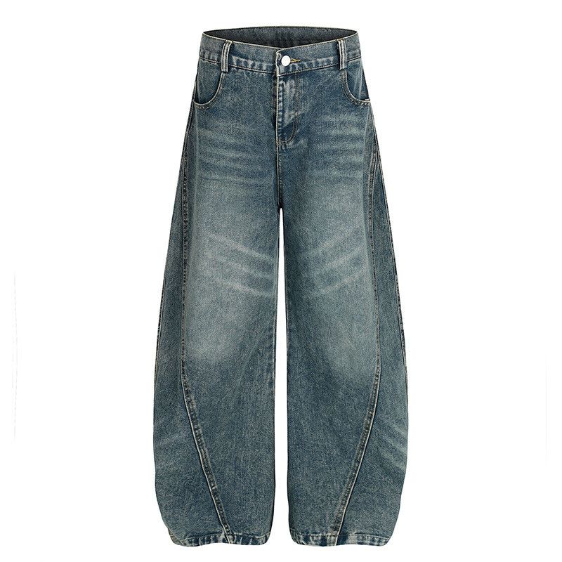 Vintage American retro washed patchwork curved jeans Size US 32 / EU 48 - 1 Thumbnail