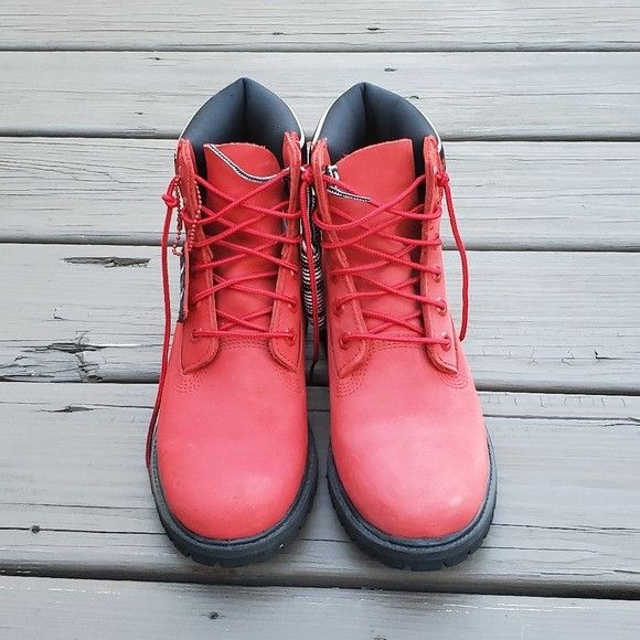 Timberland Timberland Premium 6" Red Nubuck Logo Spellout Limited Ed. Size US 8.5 / IT 38.5 - 5 Thumbnail