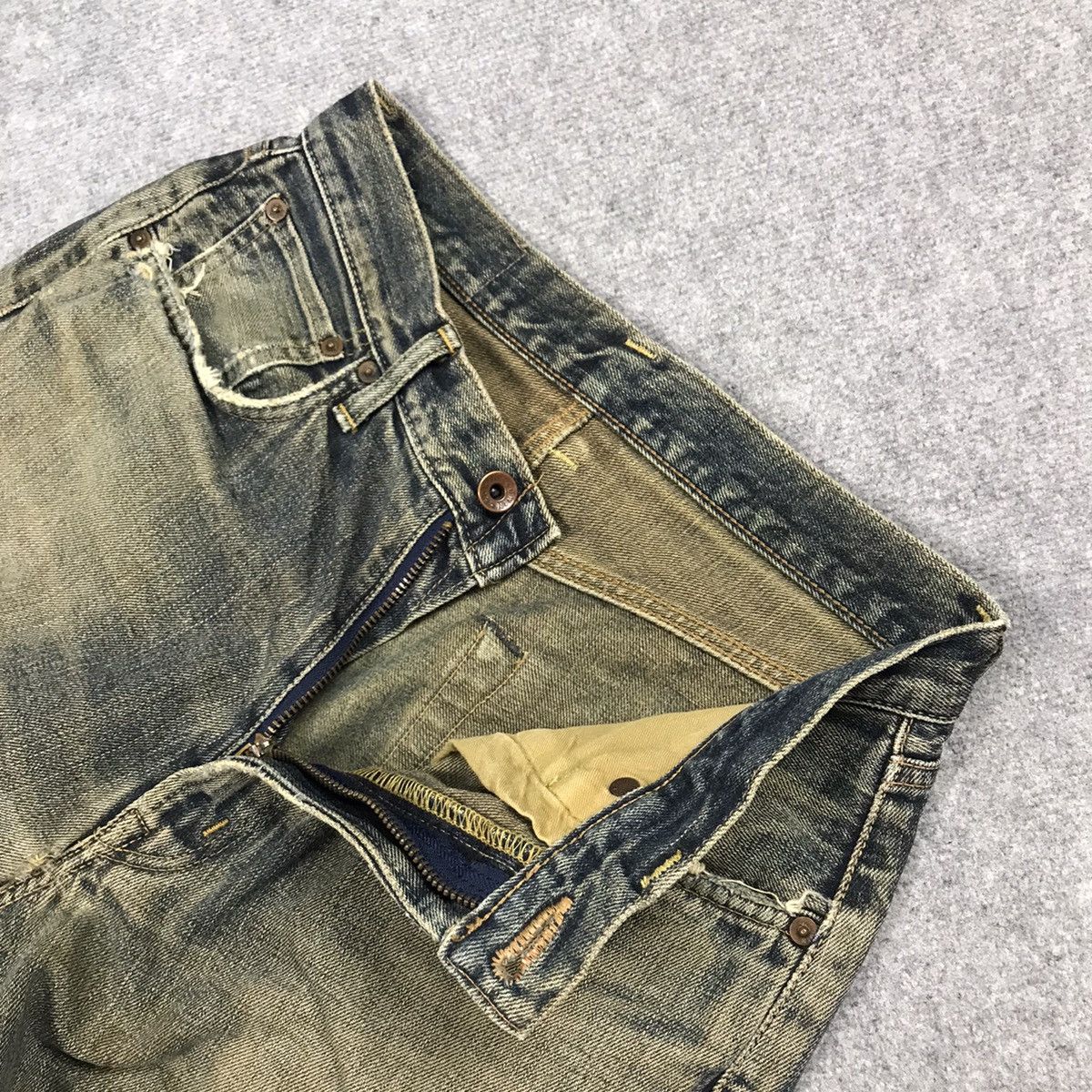 Japanese Brand RIPPED DISTRESSED RUST DENIM EDWIN JAPAN DENIM PANTS Size US 28 / EU 44 - 17 Thumbnail