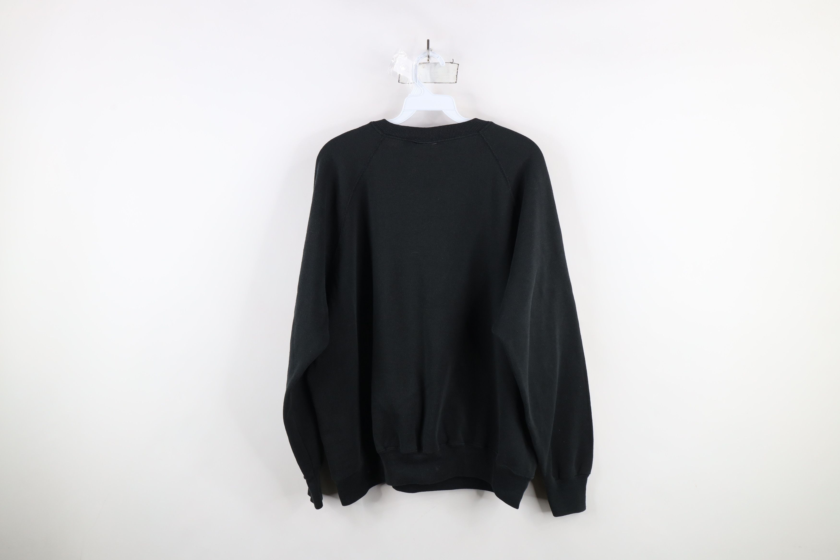 Vintage Vintage 90s Streetwear Raglan Crewneck Sweatshirt Black USA Size XXL / US 16-18 / IT 52-54 - 9 Thumbnail