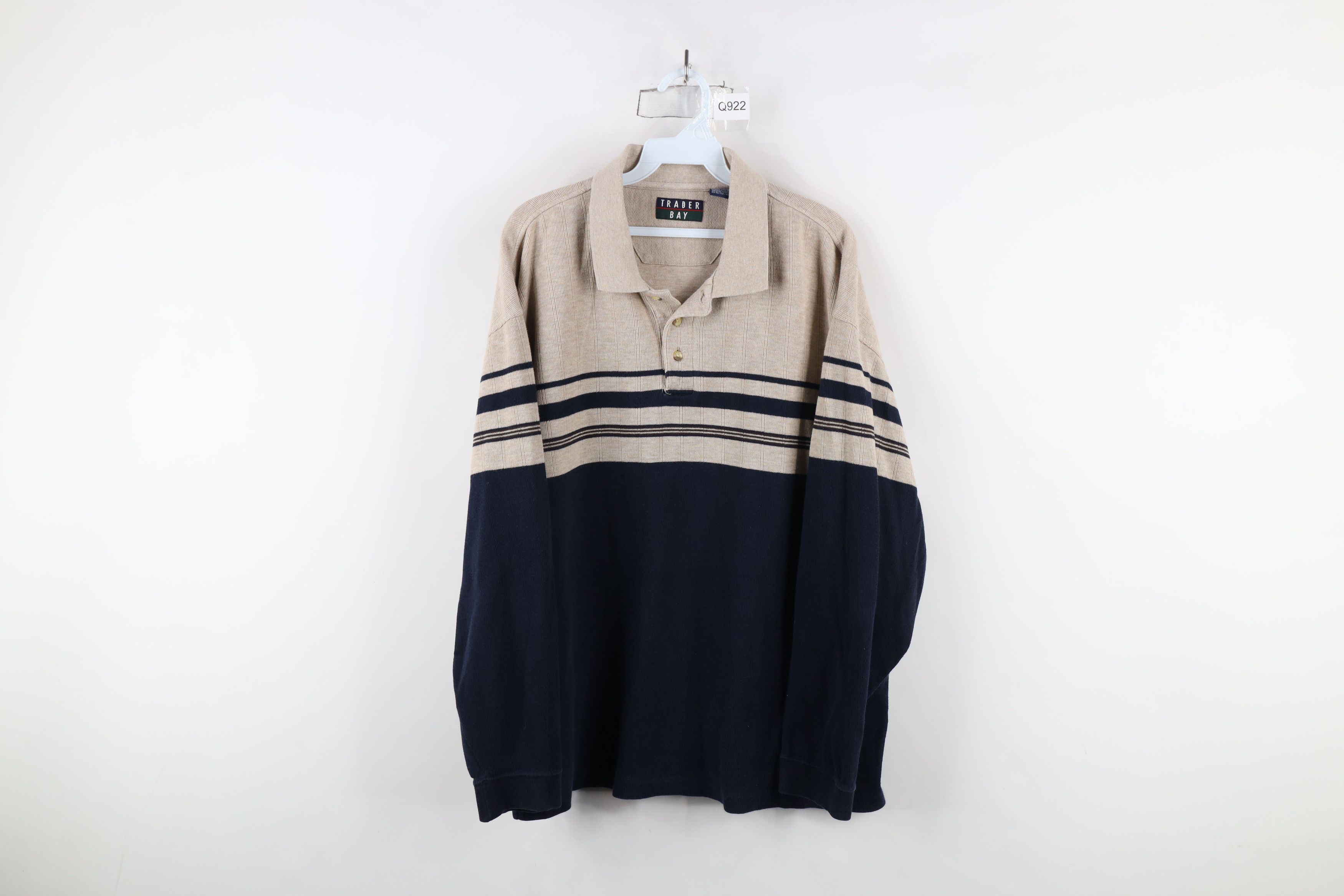 Vintage Vintage 90s Streetwear Striped Ribbed Knit Long Sleeve Polo Size US XL / EU 56 / 4 - 1 Thumbnail