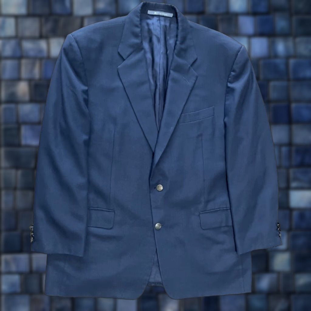 Vintage Hickey Freeman Blazer Sport Jacket Mens 42R Wool Blue Notch Single-Breasted 2-Button Front Vintage Regular Size 42R - 1 Thumbnail
