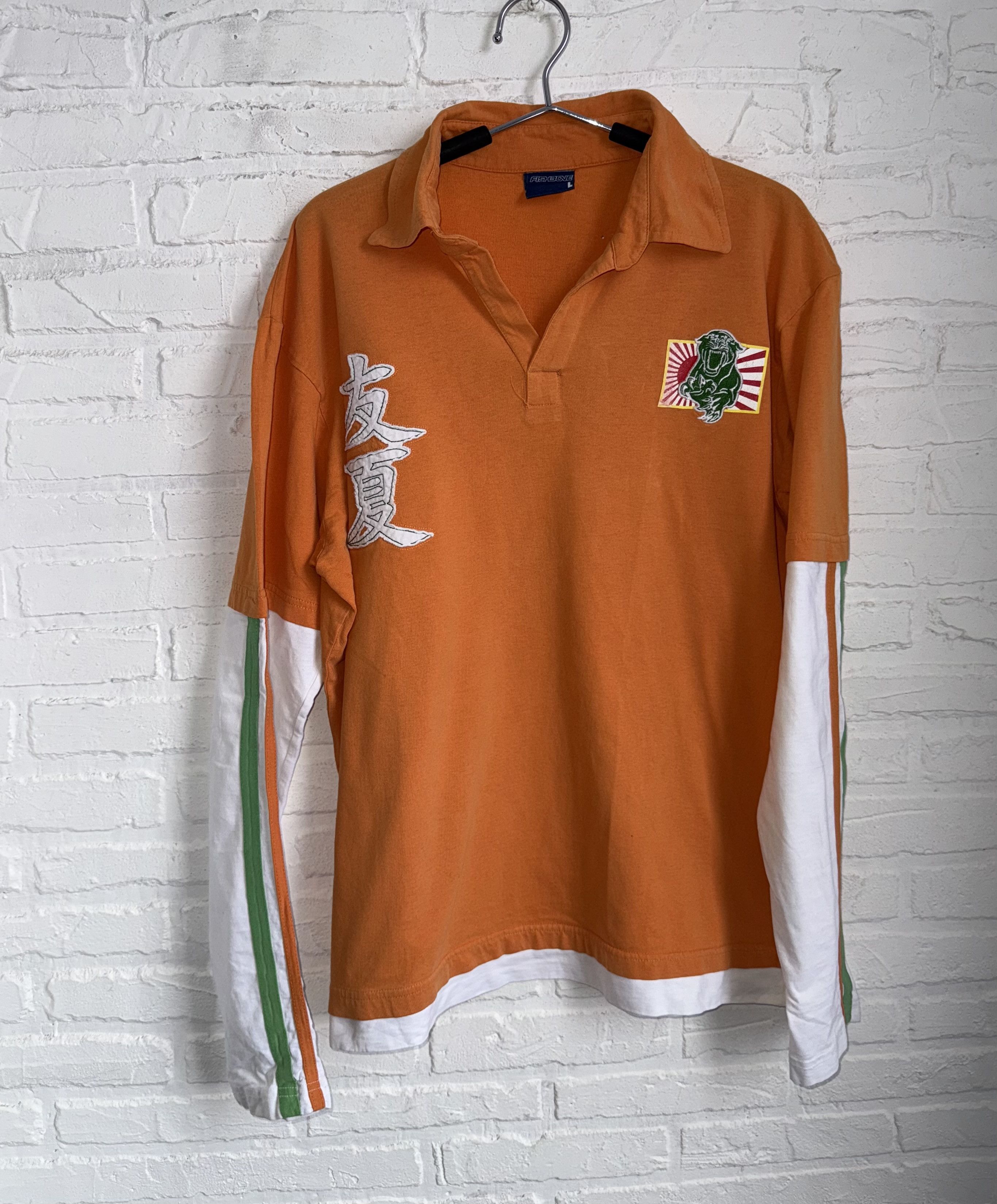 Other Vintage Y2K Fishbone orange long sleeve t-shirt layered Asia Size US L / EU 52-54 / 3 - 1 Thumbnail