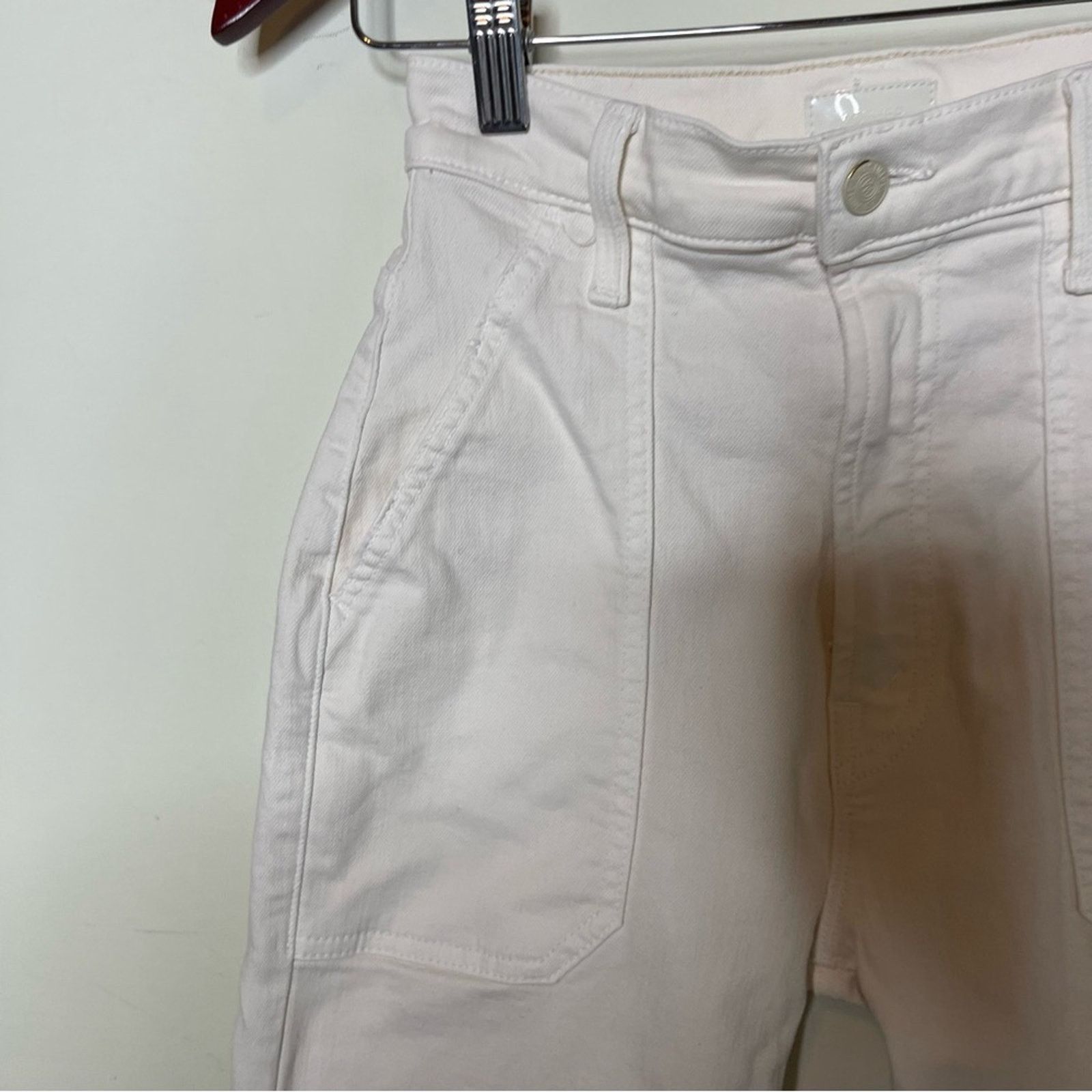 MOTHER MOTHER Denim The Wrapper Patch Springy Ankle in Cream Puffs Size 24" / US 00 / IT 34 - 9 Thumbnail