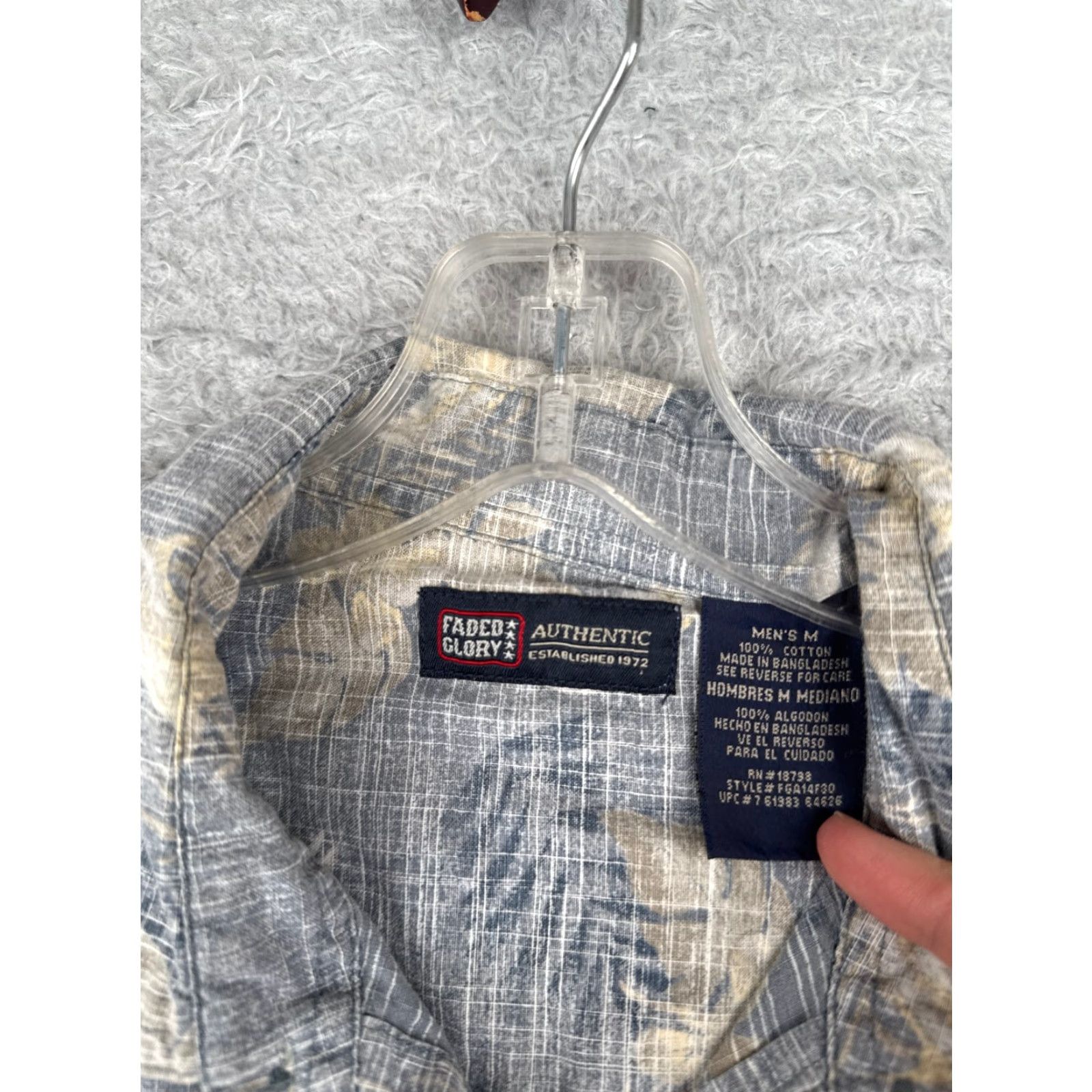 Faded Glory Faded Glory Men Shirt Floral Beig e 100% Cotton Hawaiian Pocket Short Sleeve Button-Up Vintage: No Size US M / EU 48-50 / 2 - 7 Thumbnail