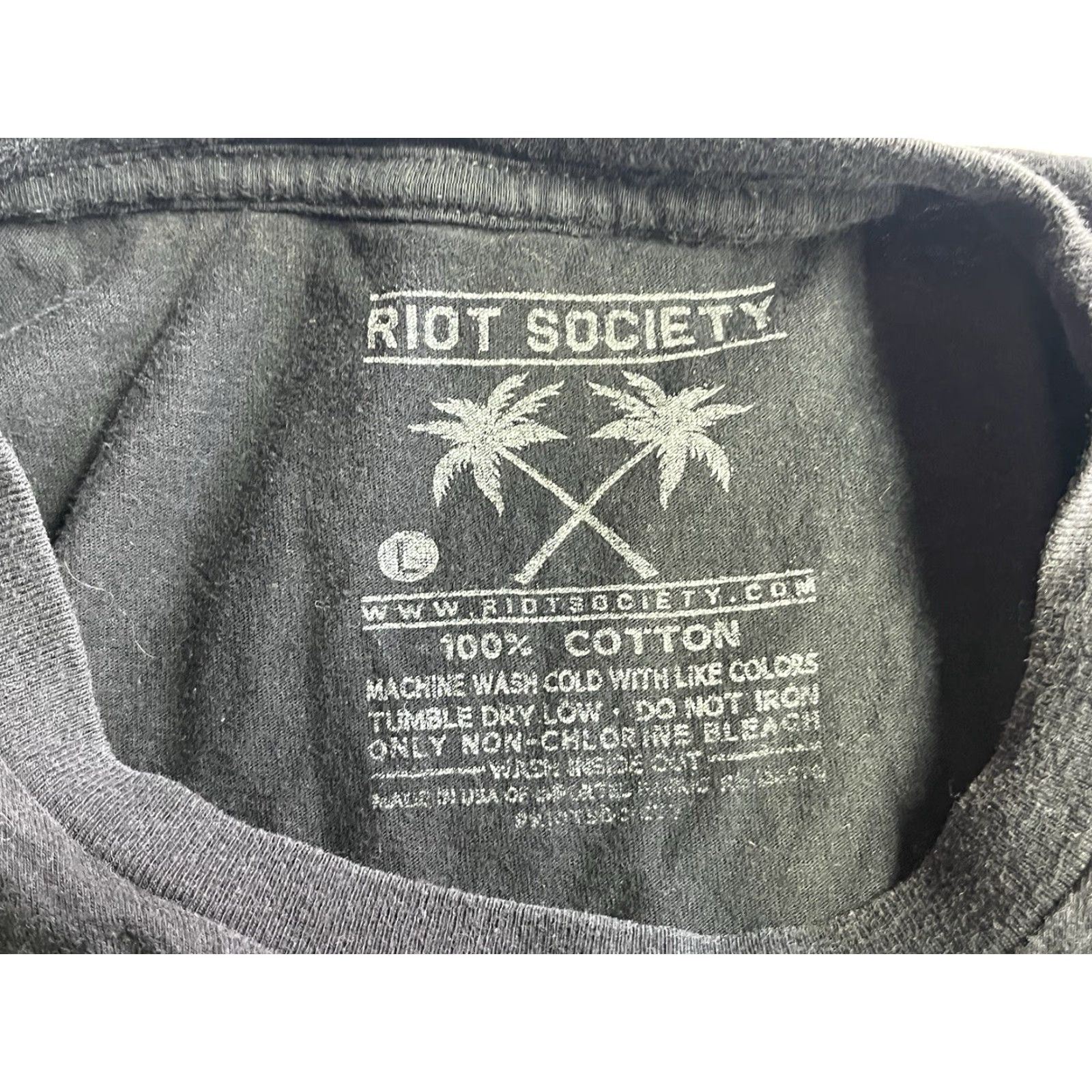 Logo 7 Riot Society Shirt Adult Large Black Embroider Graphic Melting Skull Logo Faded Size US L / EU 52-54 / 3 - 5 Thumbnail