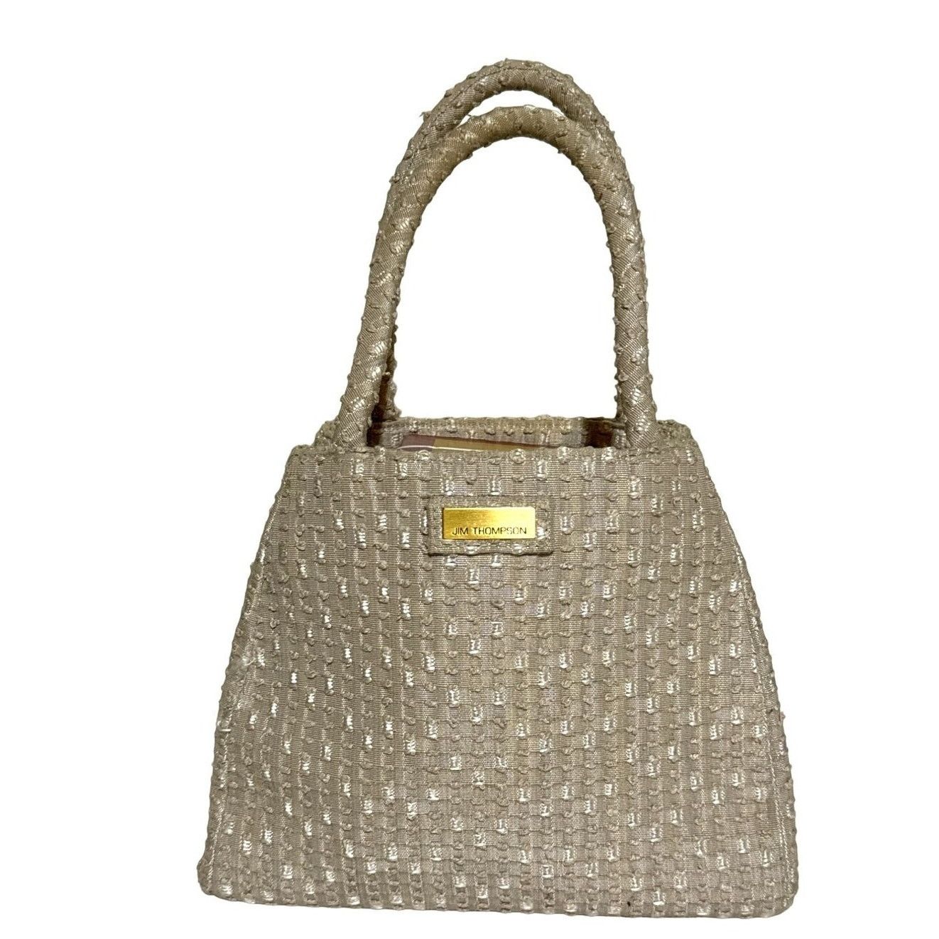 Jim Thompson Purse Mini Beige Textured Fabric Handles, Women's