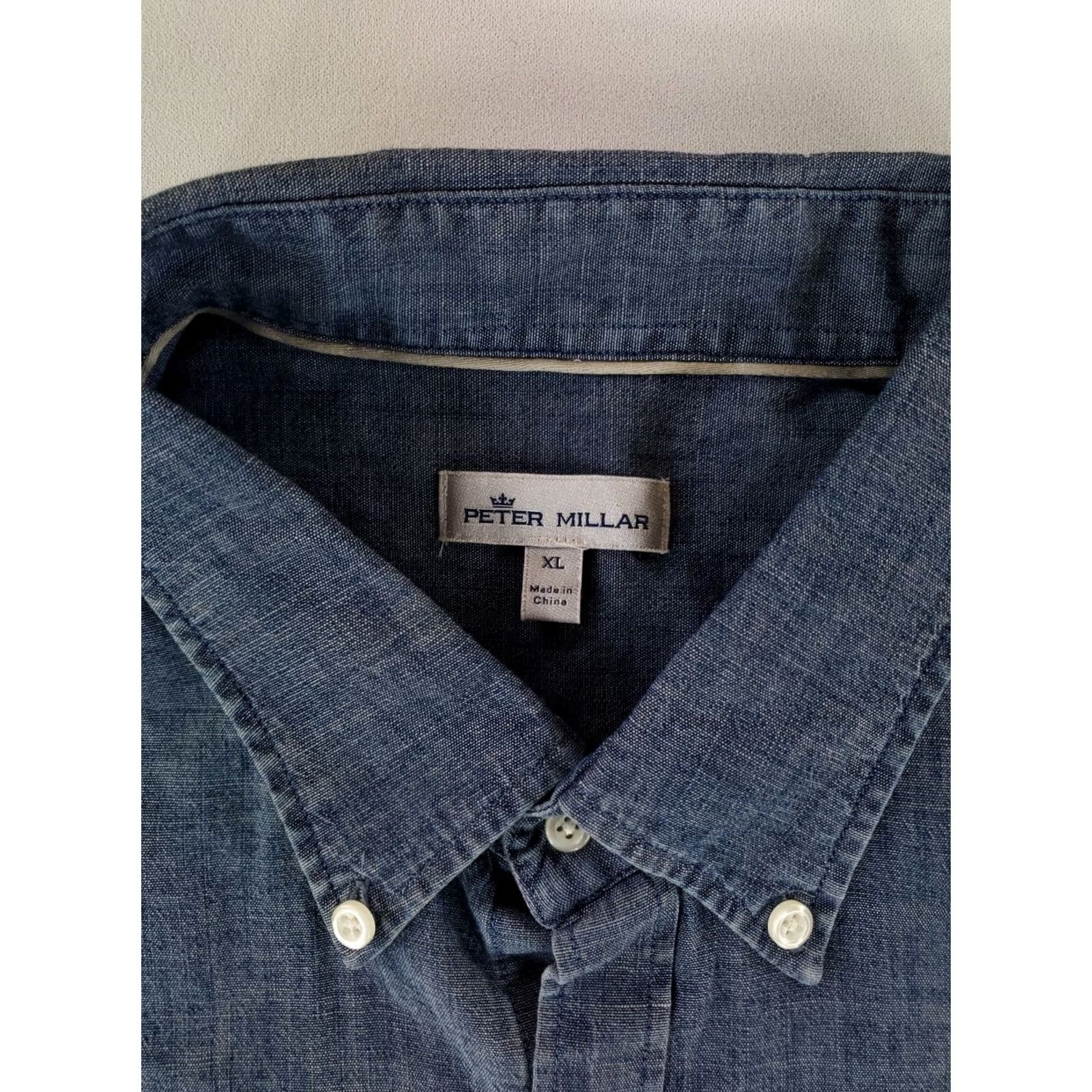 Peter Millar Peter Millar Shirt Tamworth Button-Down Blue Chambray Long Sleeve Mens XL Size US XL / EU 56 / 4 - 2 Thumbnail