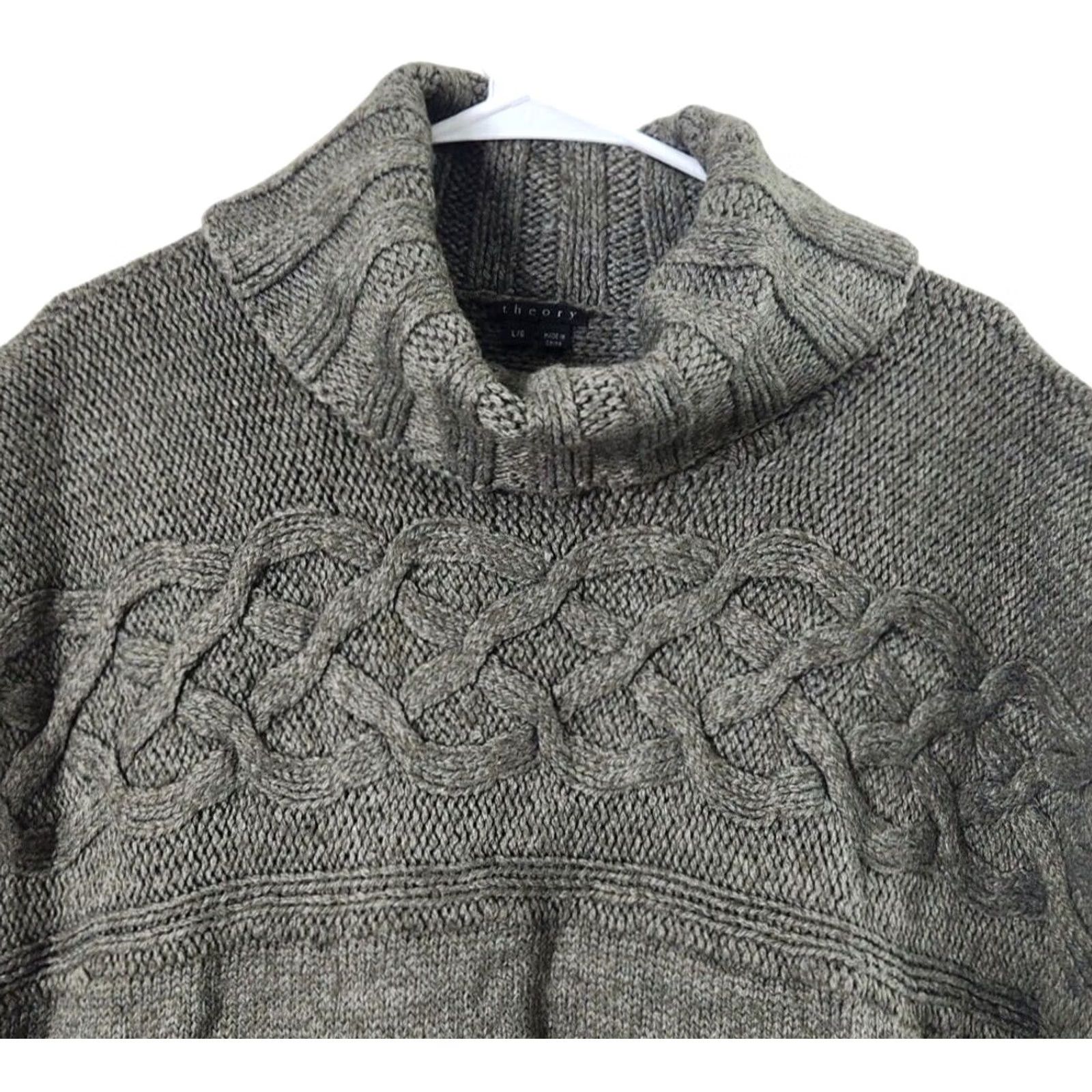 Theory Theory Womens L Wool Mohair Turtleneck Sweater Cable Knit Sleeveless Size L / US 10 / IT 46 - 3 Thumbnail