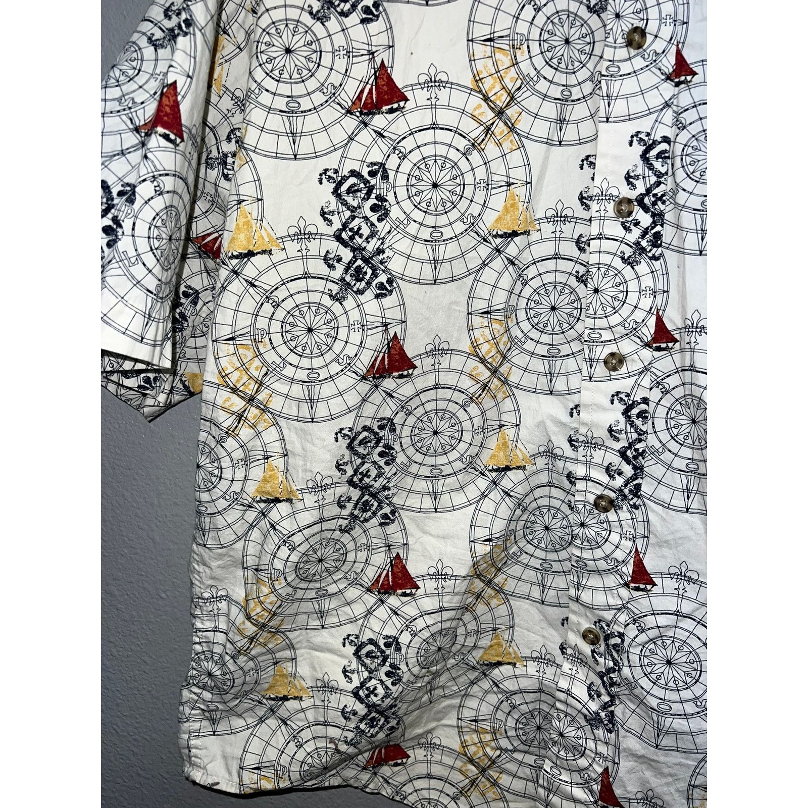 Puritan Vintage Puritan Button Up Shirt Compass Ship AOP Top Medium Size US M / EU 48-50 / 2 - 4 Thumbnail