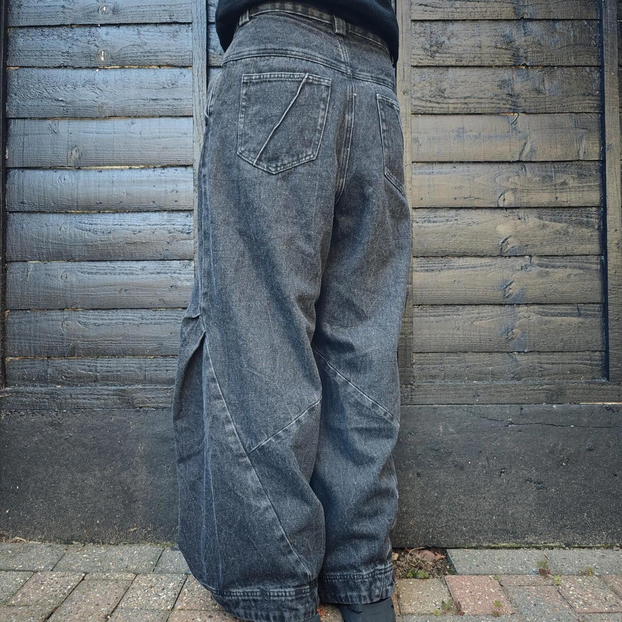 Other Black Pleated Baggy Faded Denim Size US 32 / EU 48 - 3 Thumbnail
