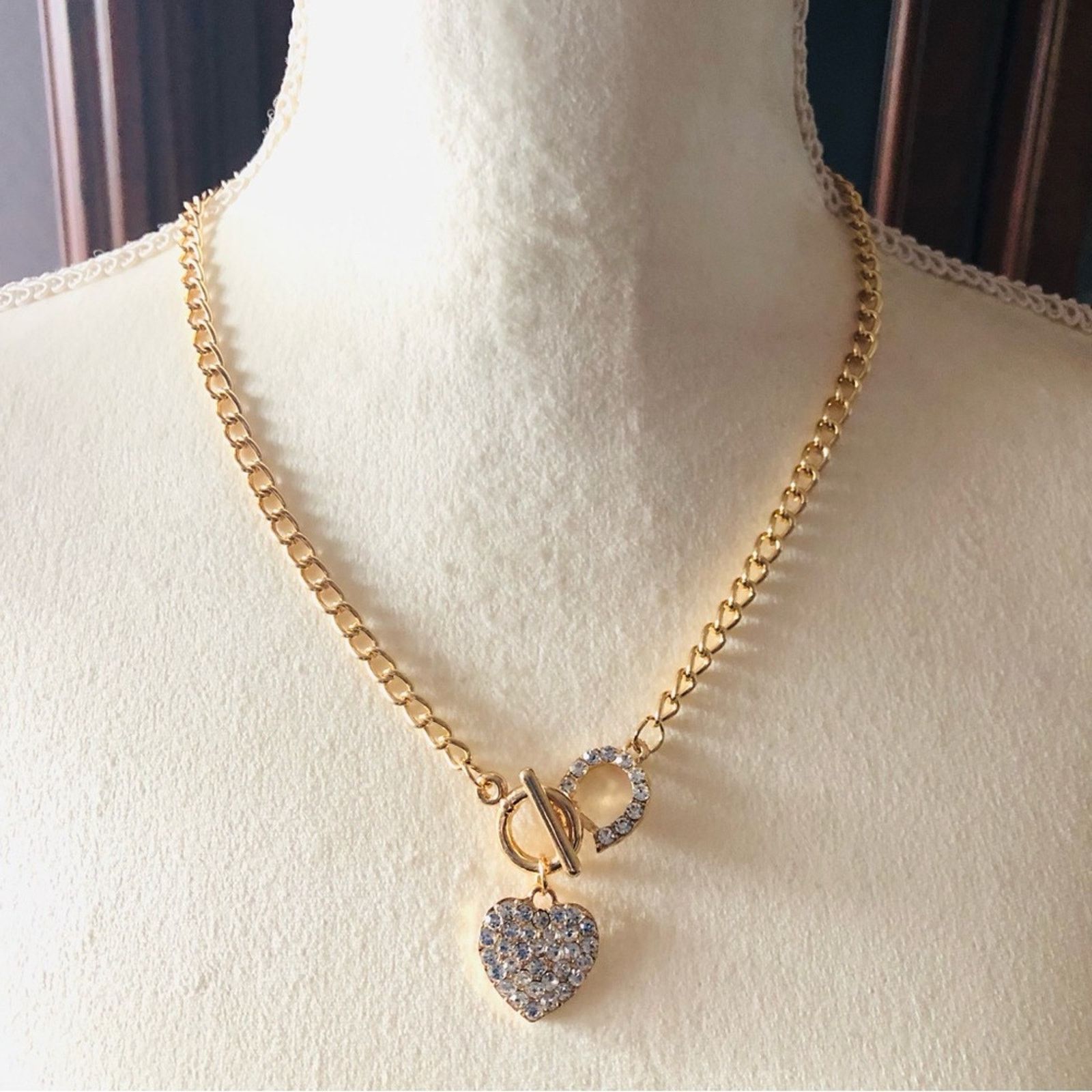 Jewelry Sparkle clear rhinestone heart slider chain necklace Size ONE SIZE - 9 Thumbnail