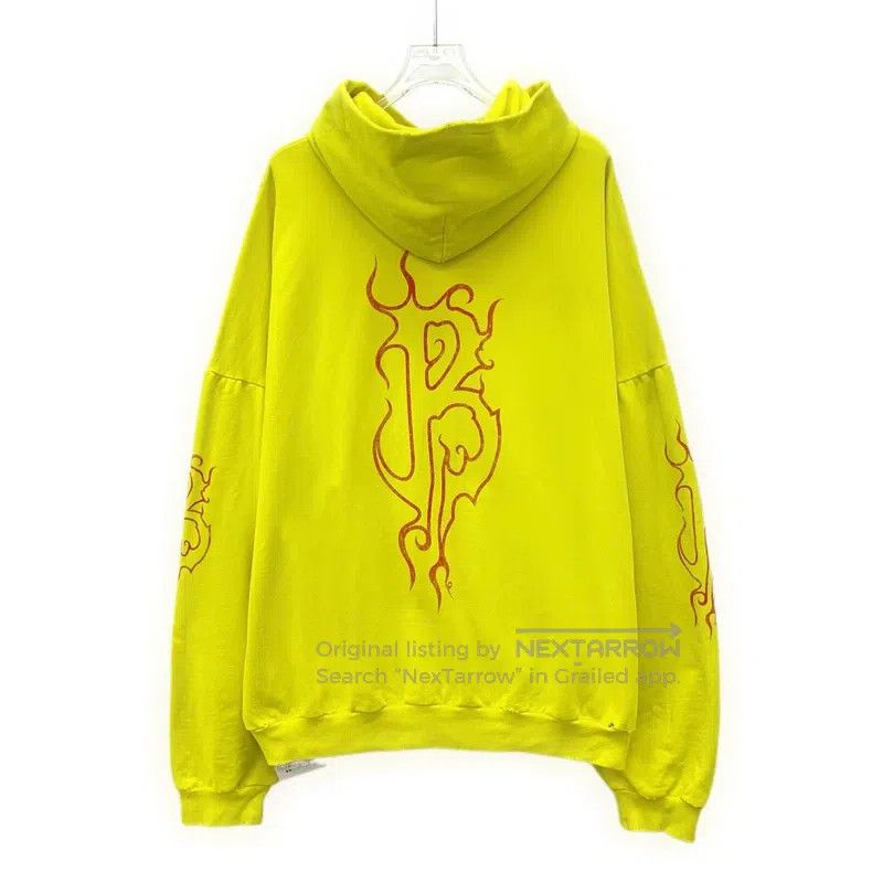 Balenciaga Balenciaga Yellow Logo Letter Flame Pattern Printed Cotton Size US M / EU 48-50 / 2 - 2 Thumbnail