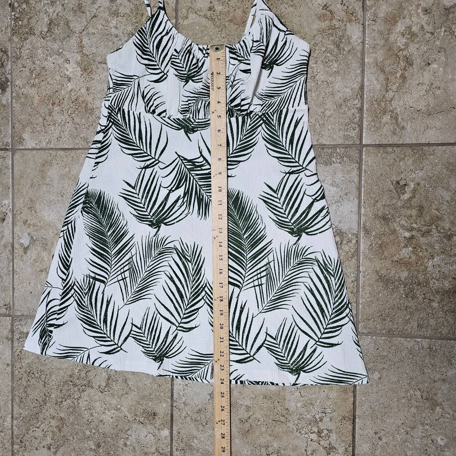 Topshop TopShop Mini Sundress Palm Leaf Pattern Tie Straps Size 8 Size M / US 6-8 / IT 42-44 - 9 Thumbnail