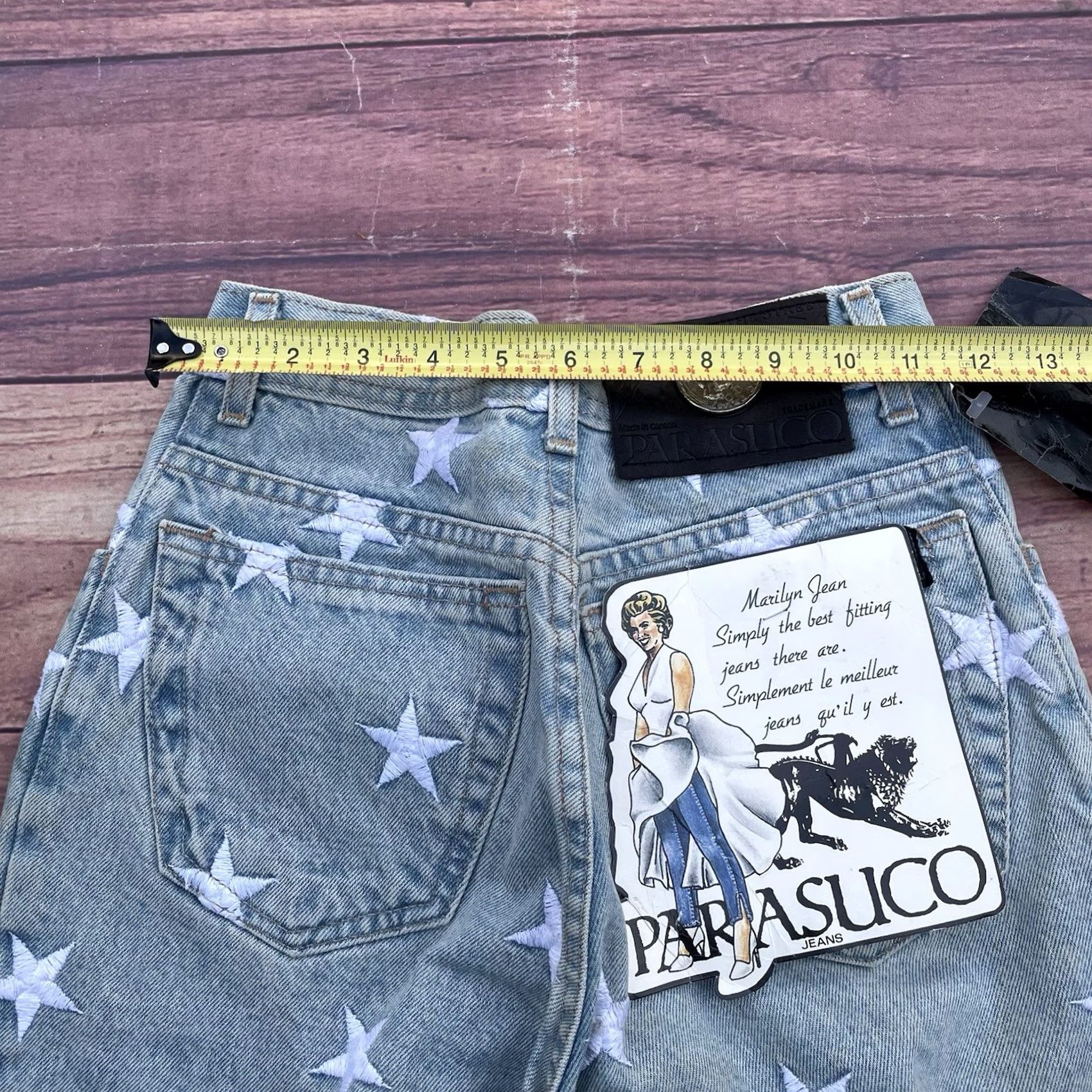Parasuco VINTAGE Parasuco Marilyn Jeans Denim Embroidered Stars 90s Women’s 29 Blue Cotton Stars Denim Jacket? Size 29" - 5 Thumbnail