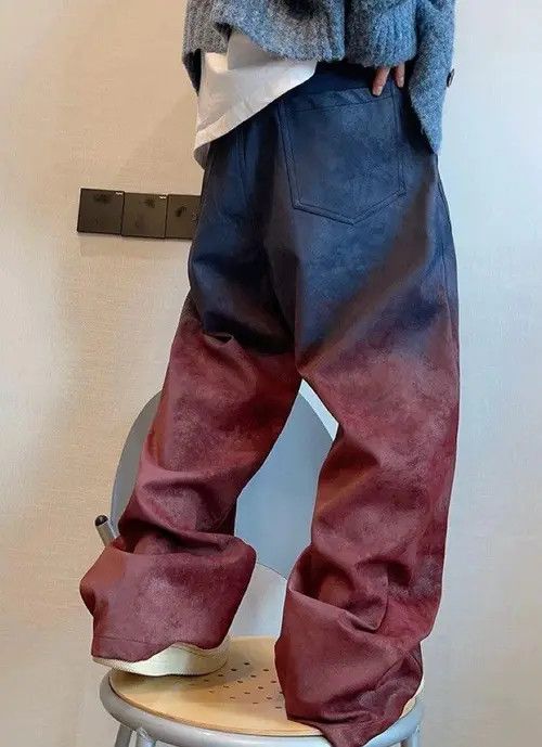 VIBE Avant garde reverse front washed pu leather gradient pants Size US 32 / EU 48 - 4 Thumbnail