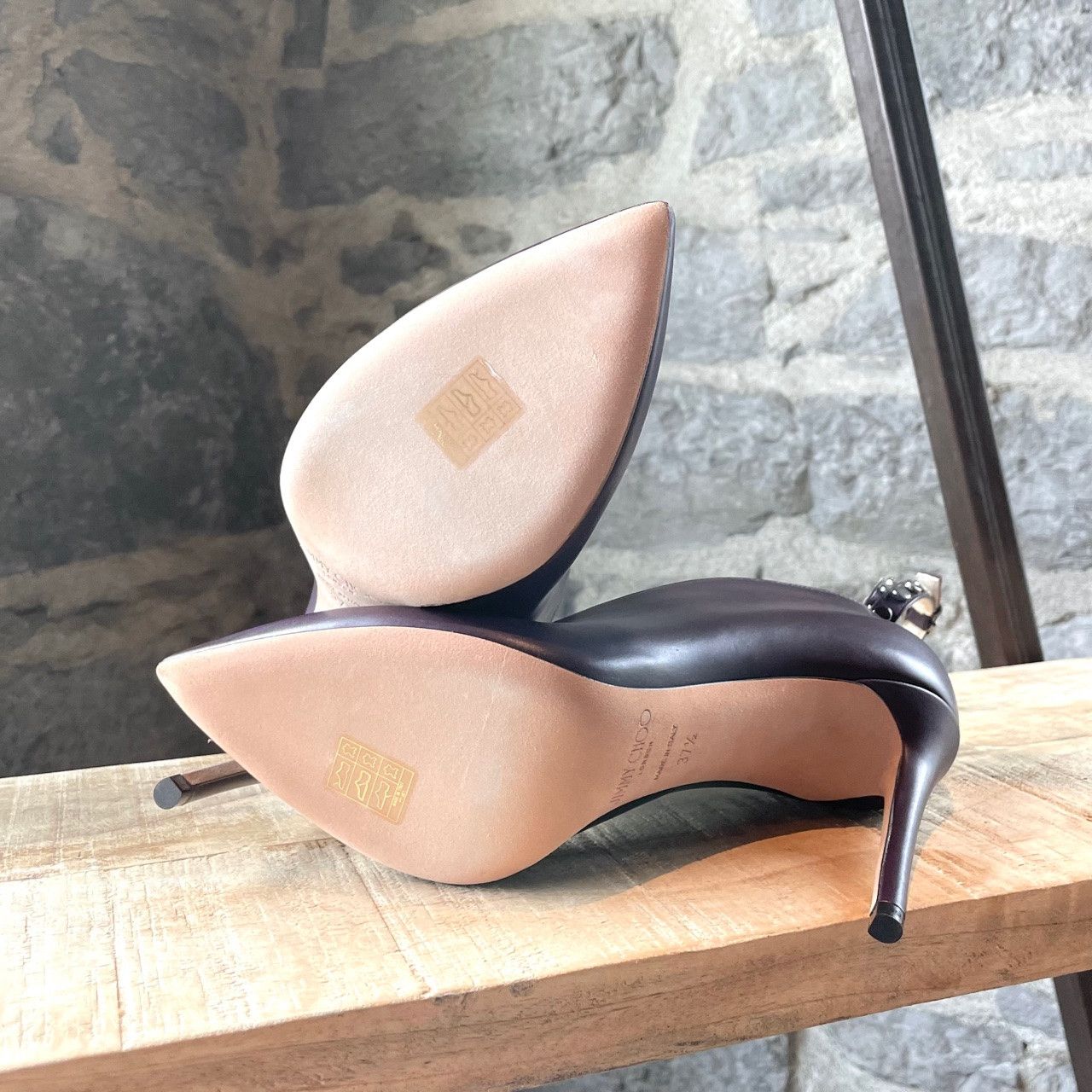 Jimmy Choo Jimmy Choo Purple Eggplant Lark Ankle Strap V Booties Size US 7.5 / IT 37.5 - 7 Thumbnail