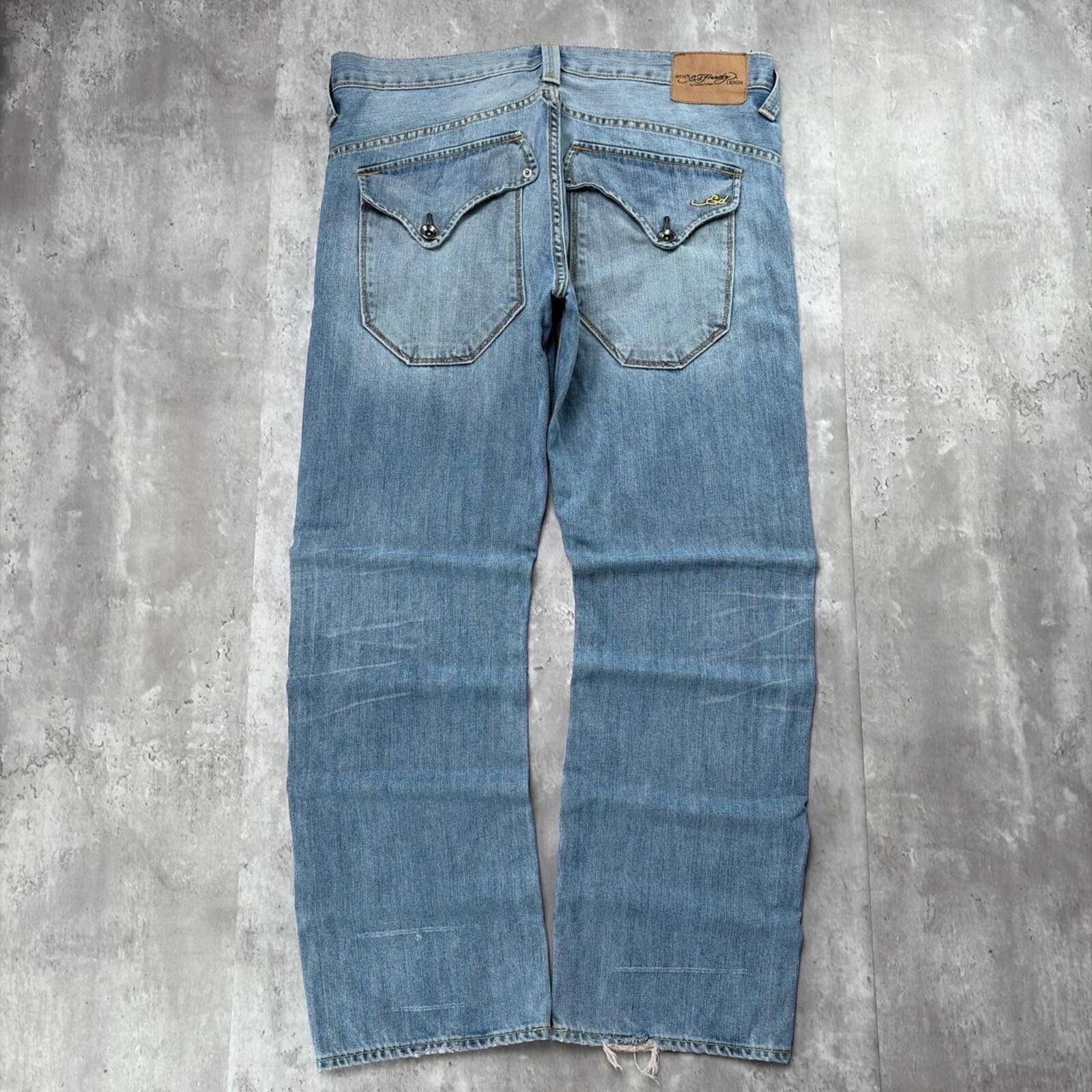Ed Hardy Y2K Light Wash Ed Hardy Grunge Straight Denim Jeans Size US 36 / EU 52 - 1 Thumbnail