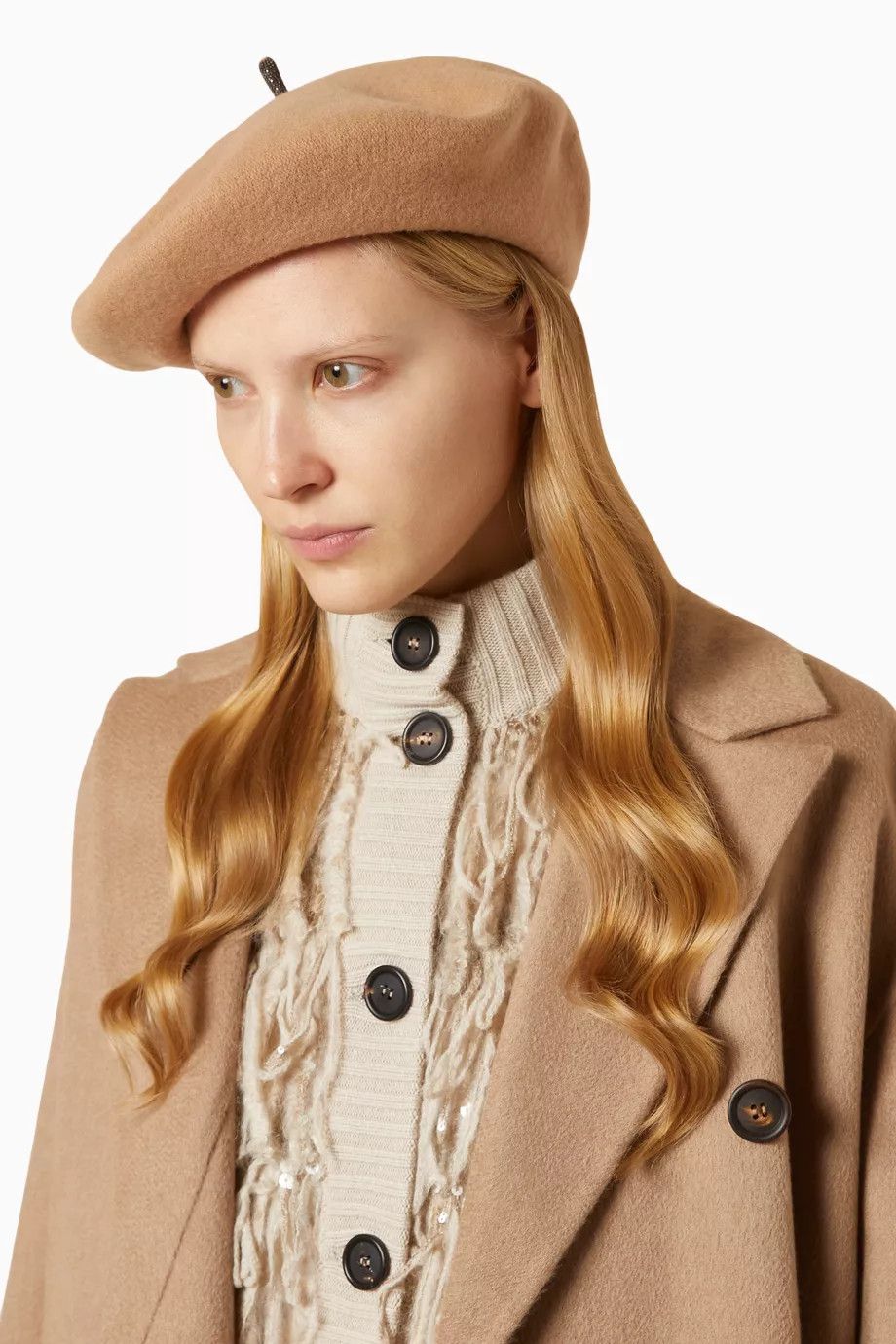 Brunello Cucinelli o1la1rc1a0326 Size: OS / Wool Beret With Precious Detail Size ONE SIZE - 2 Thumbnail