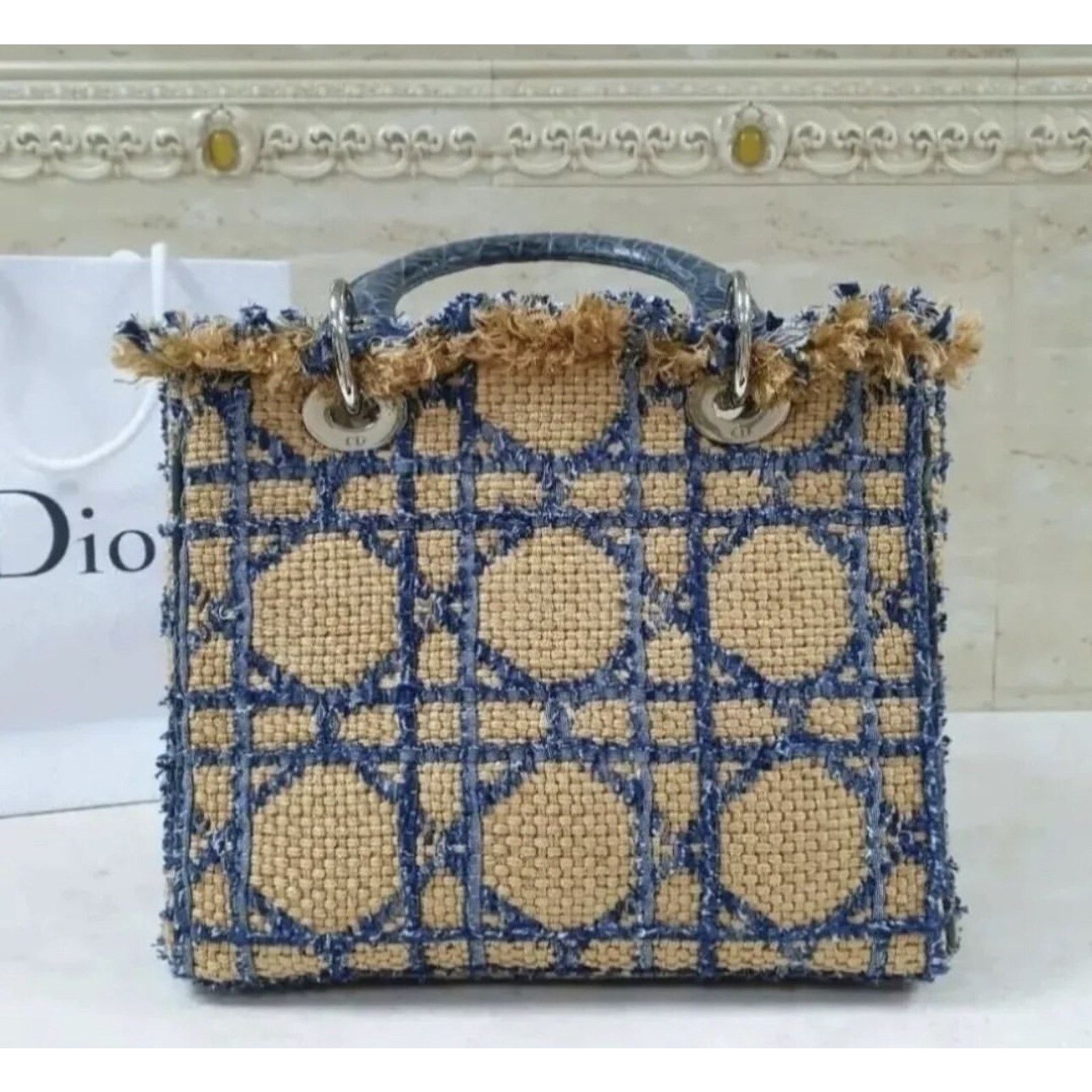 Dior Dior Lady Dior Medium Tweed Crocodile Handle Bag Size ONE SIZE - 2 Thumbnail