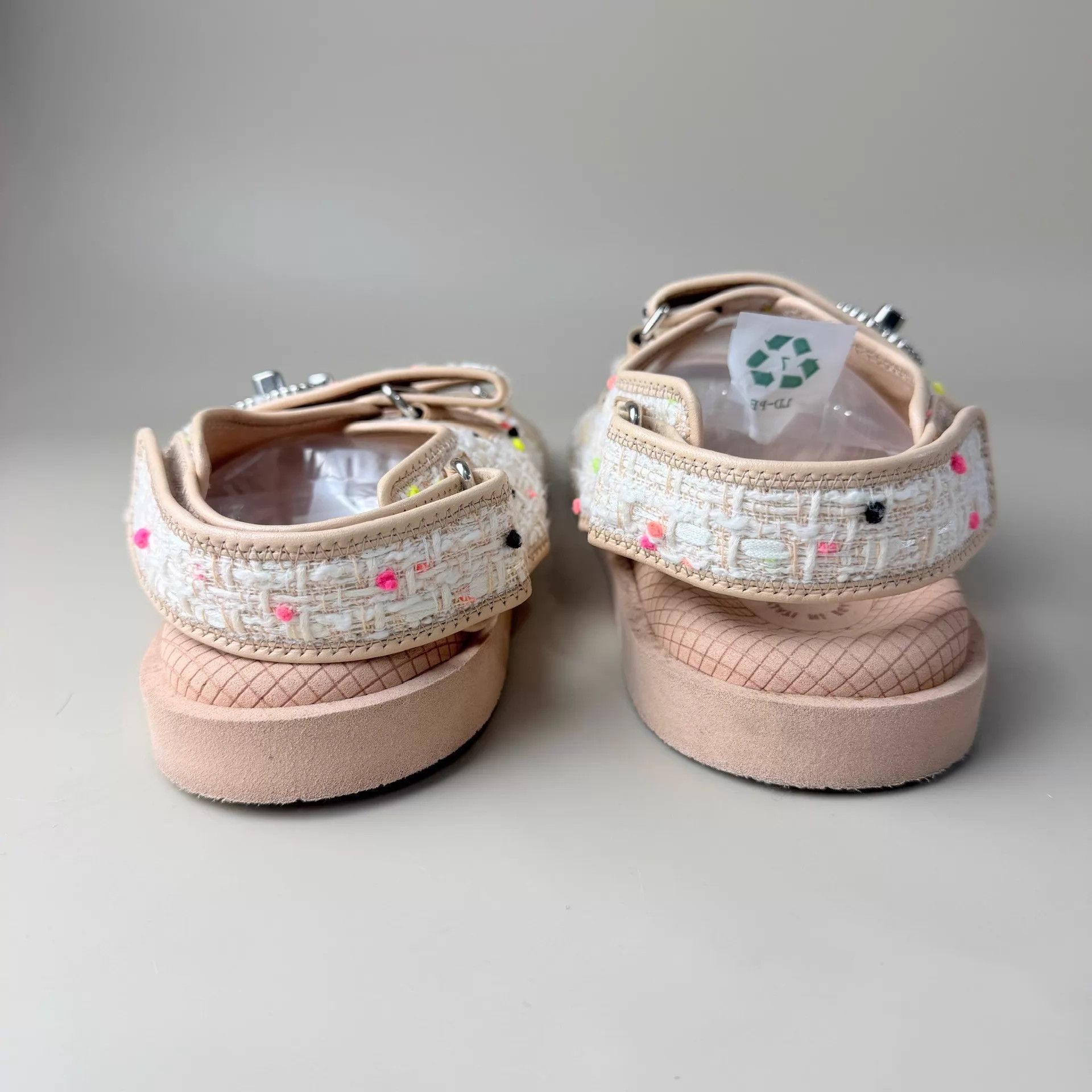 Chanel CHANEL Silver Glitter Woven Double C Sandal 39 New MINT Size US 8.5 / IT 38.5 - 3 Thumbnail