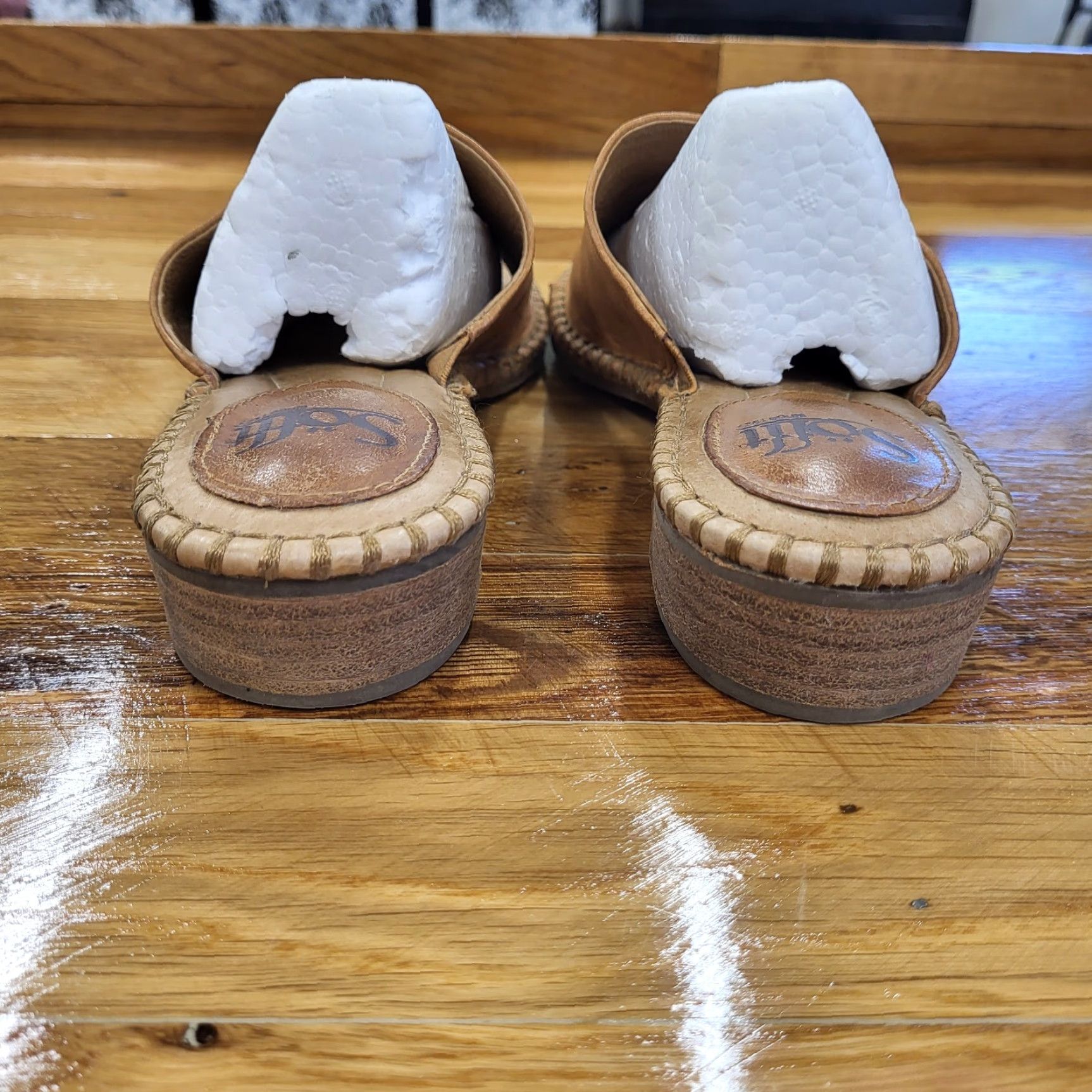 Vintage Sofft Nalanie Sandals Womens Size 6.5M Slides Leather Khaki Upper Tan Lining Leather Insole Casual Size US 7 / IT 37 - 5 Thumbnail