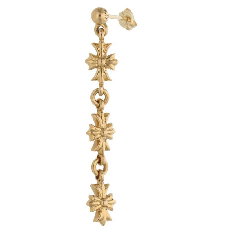image of Chrome Hearts 22K Tiny E Plus Earring in Gold, Men's