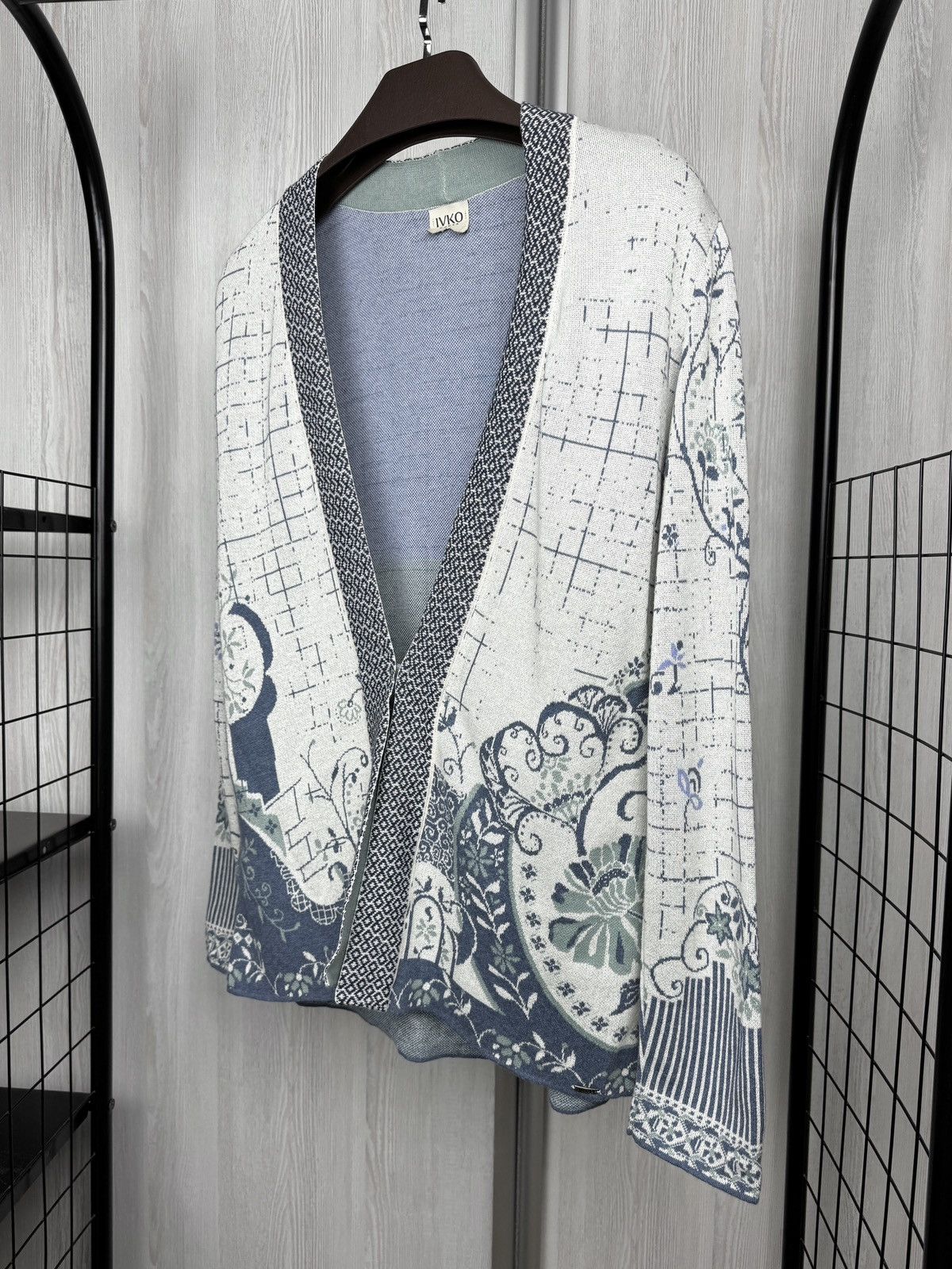 Other Ivko grey/blue floral abstract pattern cardigan Size XL / US 12-14 / IT 48-50 - 5 Thumbnail
