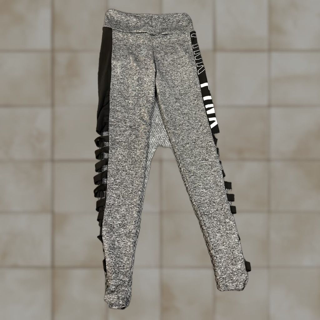 Logo 7 Leggings Womens Large Gray Side Lace Up Cutout Logo Panel Athletic Yoga Pants Size 36" / US 14 / IT 50 - 1 Thumbnail