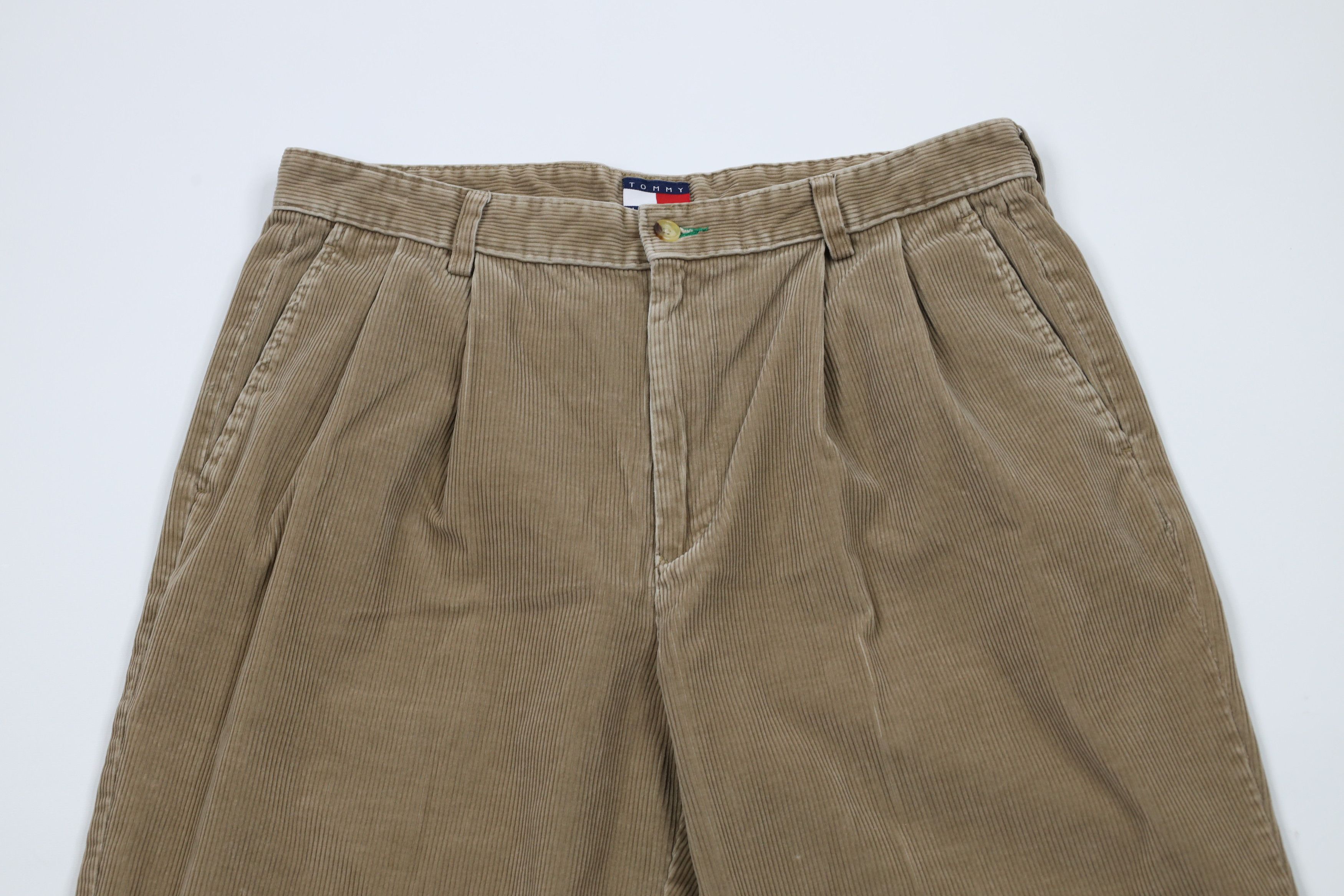 Tommy Hilfiger × Vintage Vintage 90s Tommy Hilfiger Wide Leg Corduroy Pants Beige Size US 34 / EU 50 - 2 Thumbnail