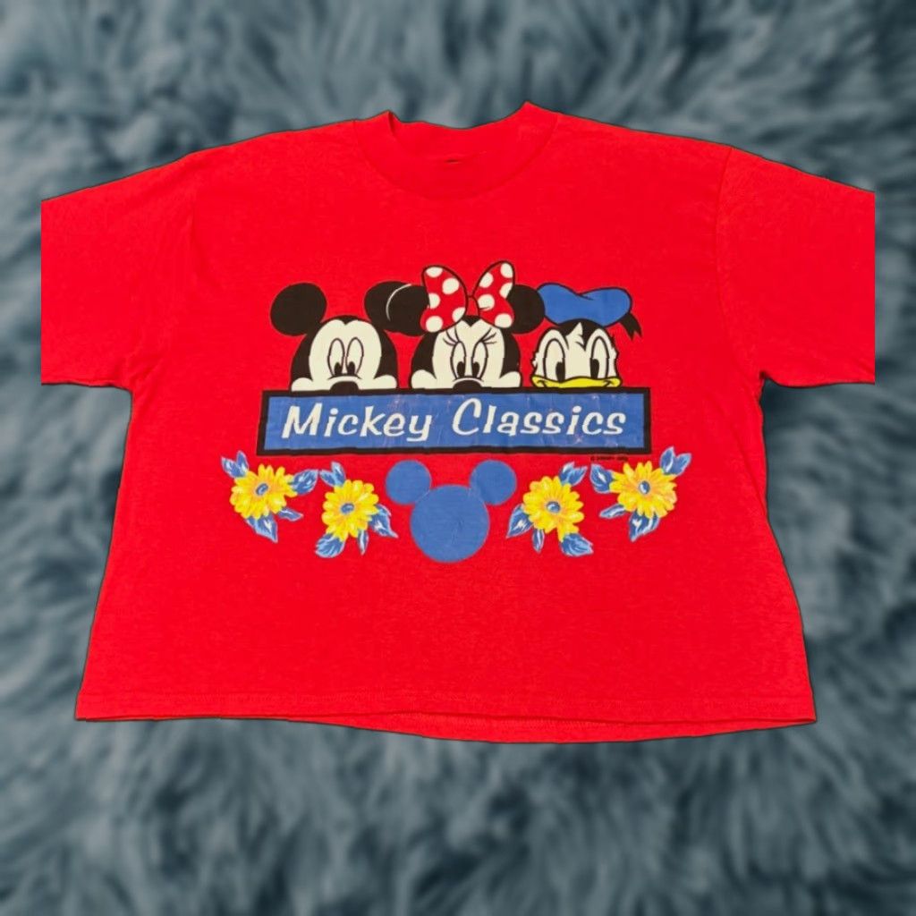 Disney VINTAGE Disney Mickey Mouse Cartoon VTG Crop Top Shirt Size Medium Men Red 90s Classic 1990s T-Shirt Short Sleeve Mens Size US M / EU 48-50 / 2 - 1 Thumbnail