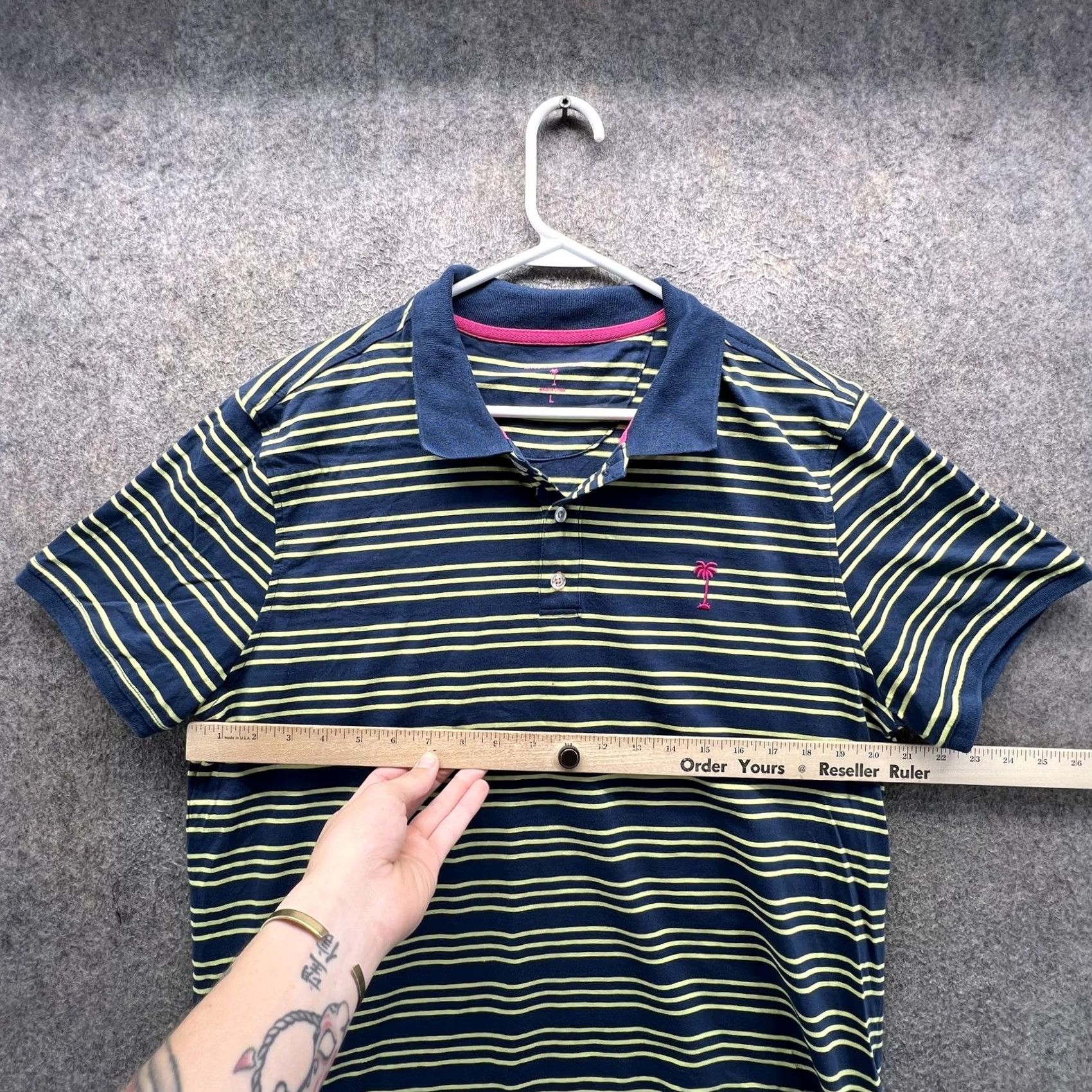 Vintage Margaritaville Polo Shirt Mens Large Blue Stripe Palm Tree Logo Beach Casual Shirt Size US L / EU 52-54 / 3 - 4 Thumbnail