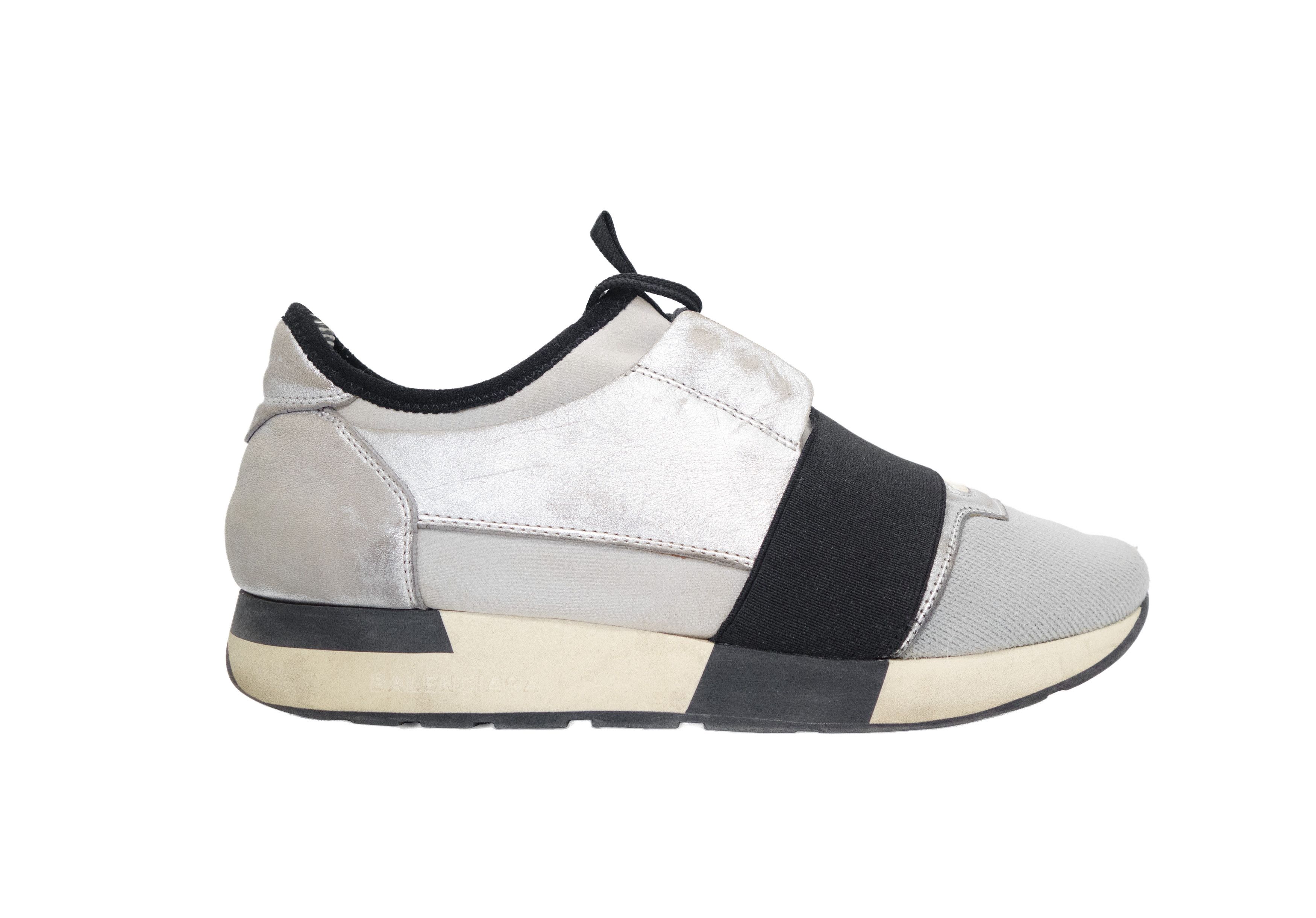 Balenciaga Race Runner Silver Black Mesh Neoprene Sneakers Size US 8 / IT 38 - 2 Thumbnail