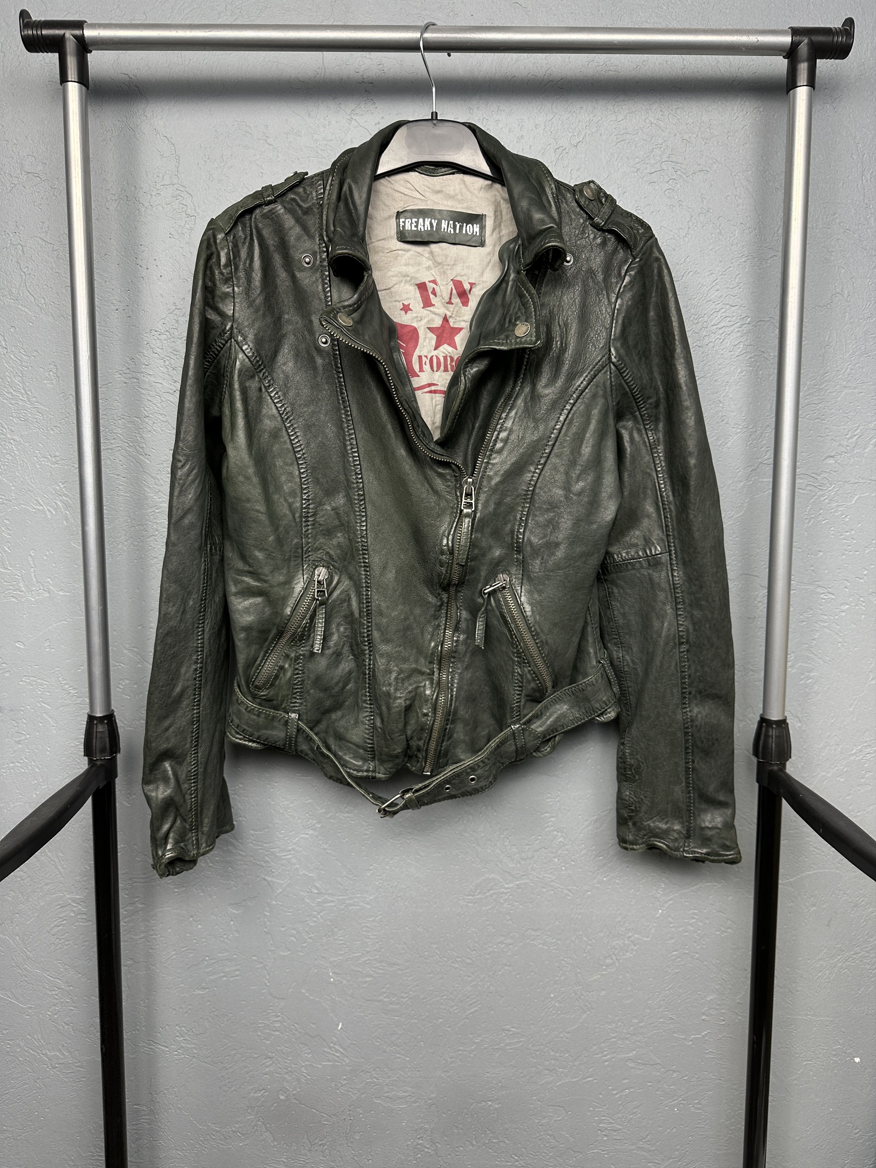Genuine Leather Freaky Nation Womens Biker Leather Jacket Size XL / US 12-14 / IT 48-50 - 1 Thumbnail