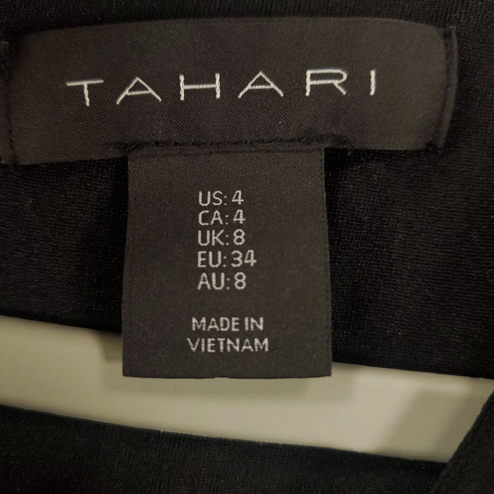 Vintage Tahari Womens Jumpsuit Size 4 Wide Leg Black Stretch Belted Zip Back V Neck Size 27" / US 4 / IT 40 - 6 Thumbnail