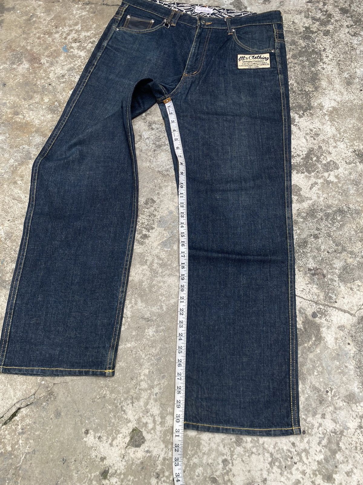 Japanese Brand I’lls Clothing Yellow Embroidered Beyond Script Deep Blue Size US 36 / EU 52 - 12 Thumbnail