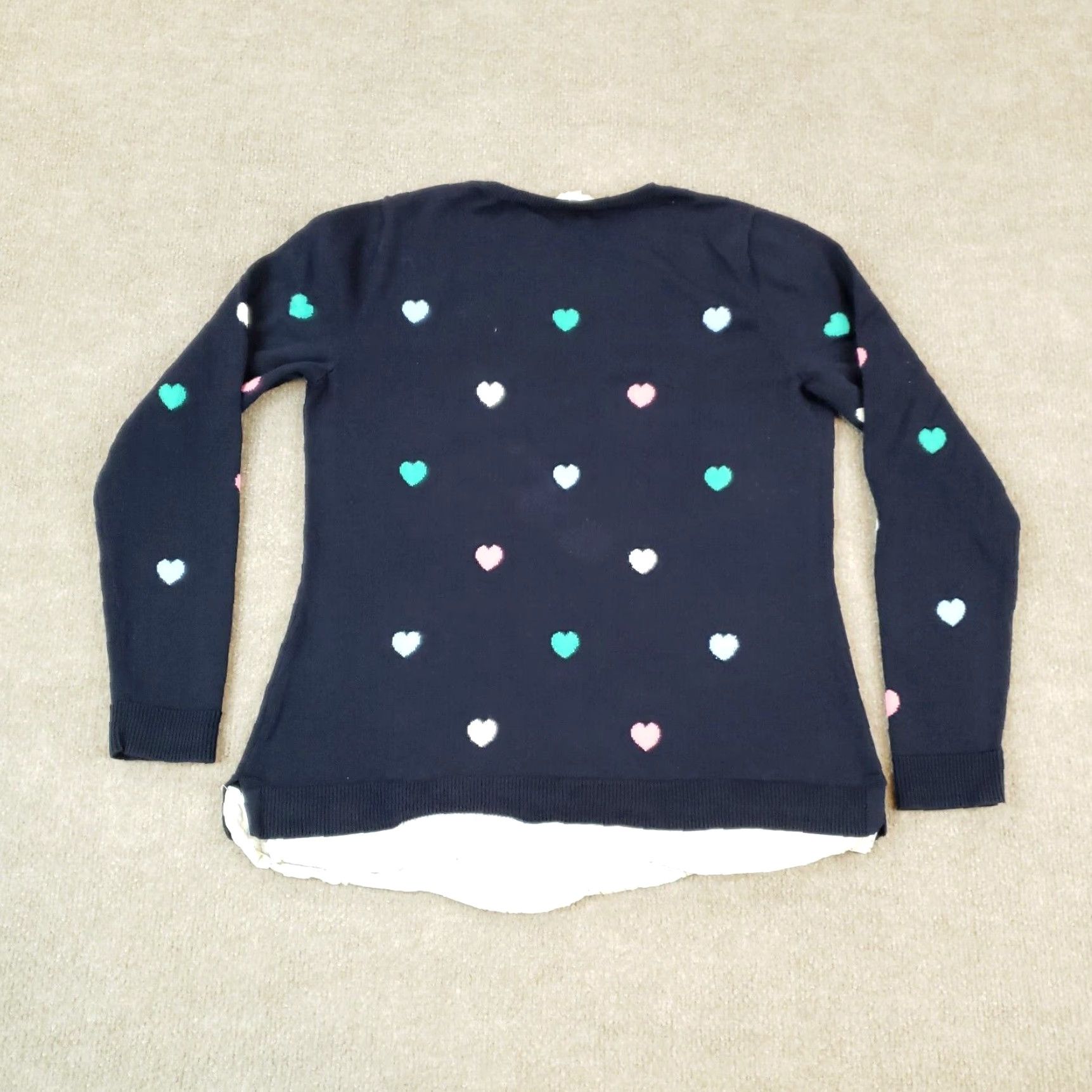 Talbots Talbots Sweater Womens Small Petite Blue Crew Neck Pullover Long Sleeve Hearts Size S / US 4 / IT 40 - 7 Thumbnail