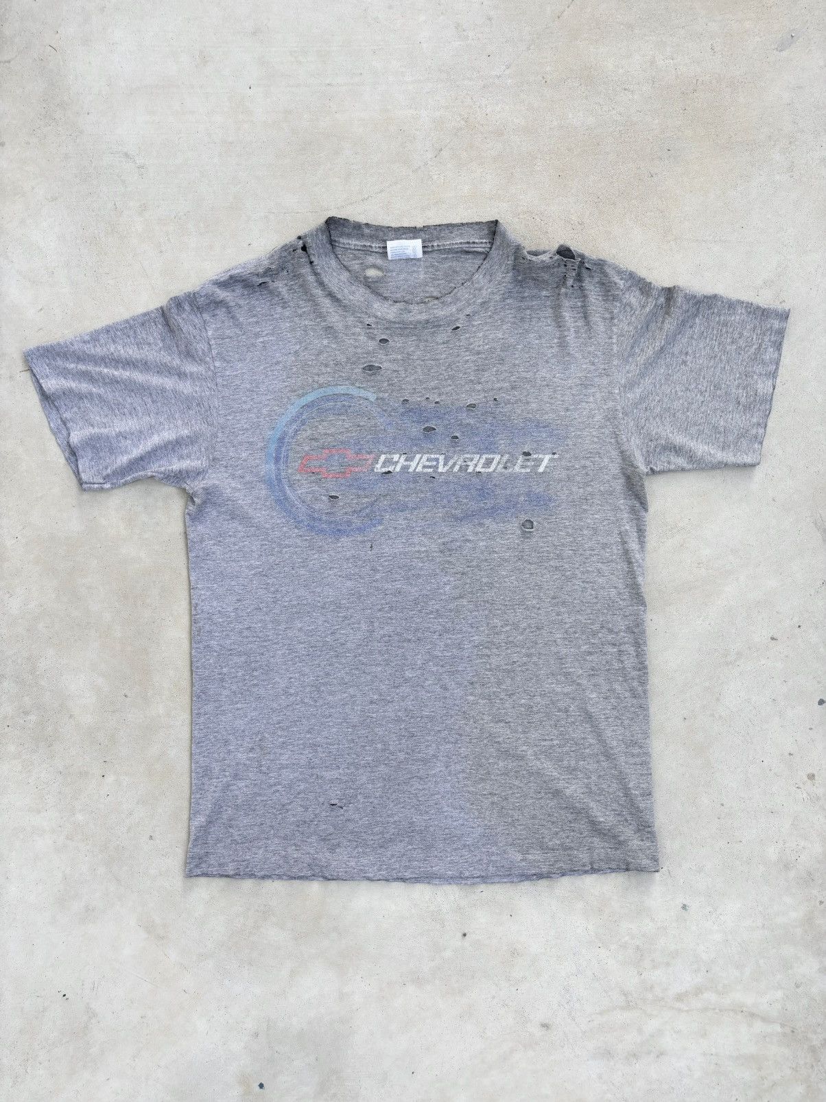 Thrashed Faded CHEVROLET ERD Grunge Tee Shirt Distressed