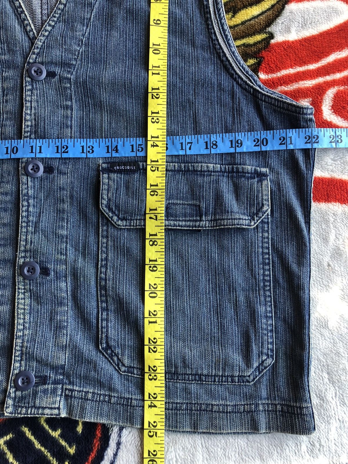If Six Was Nine × Japanese Brand × Vintage Vintage Crocodile Denim Blue Distressed Vest Jacket Size US L / EU 52-54 / 3 - 6 Thumbnail
