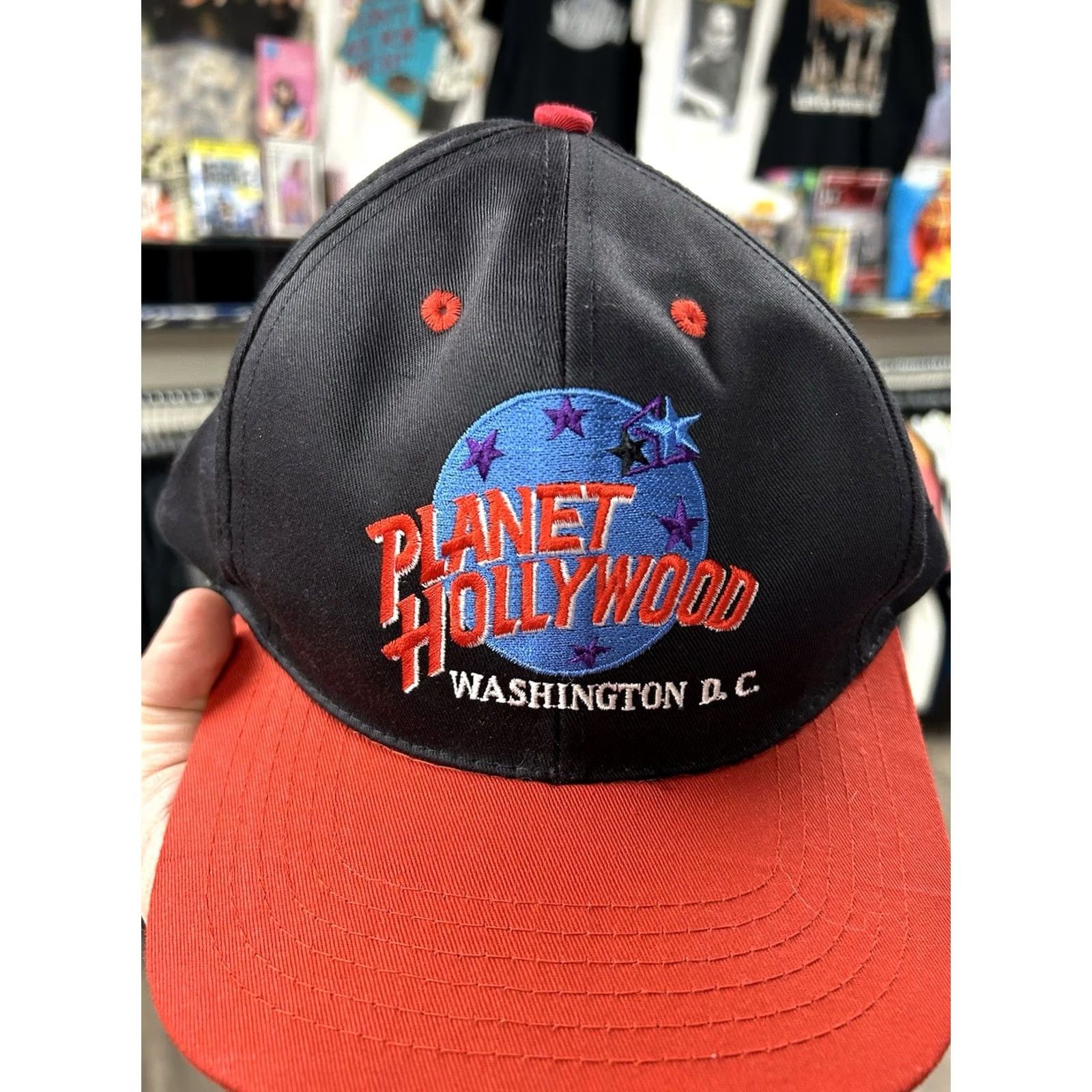 Planet Hollywood VINTAGE Planet Hollywood Washington D.C. Snapback Hat Adjustable 90s Black/Red Unisex Adults Size ONE SIZE - 2 Thumbnail