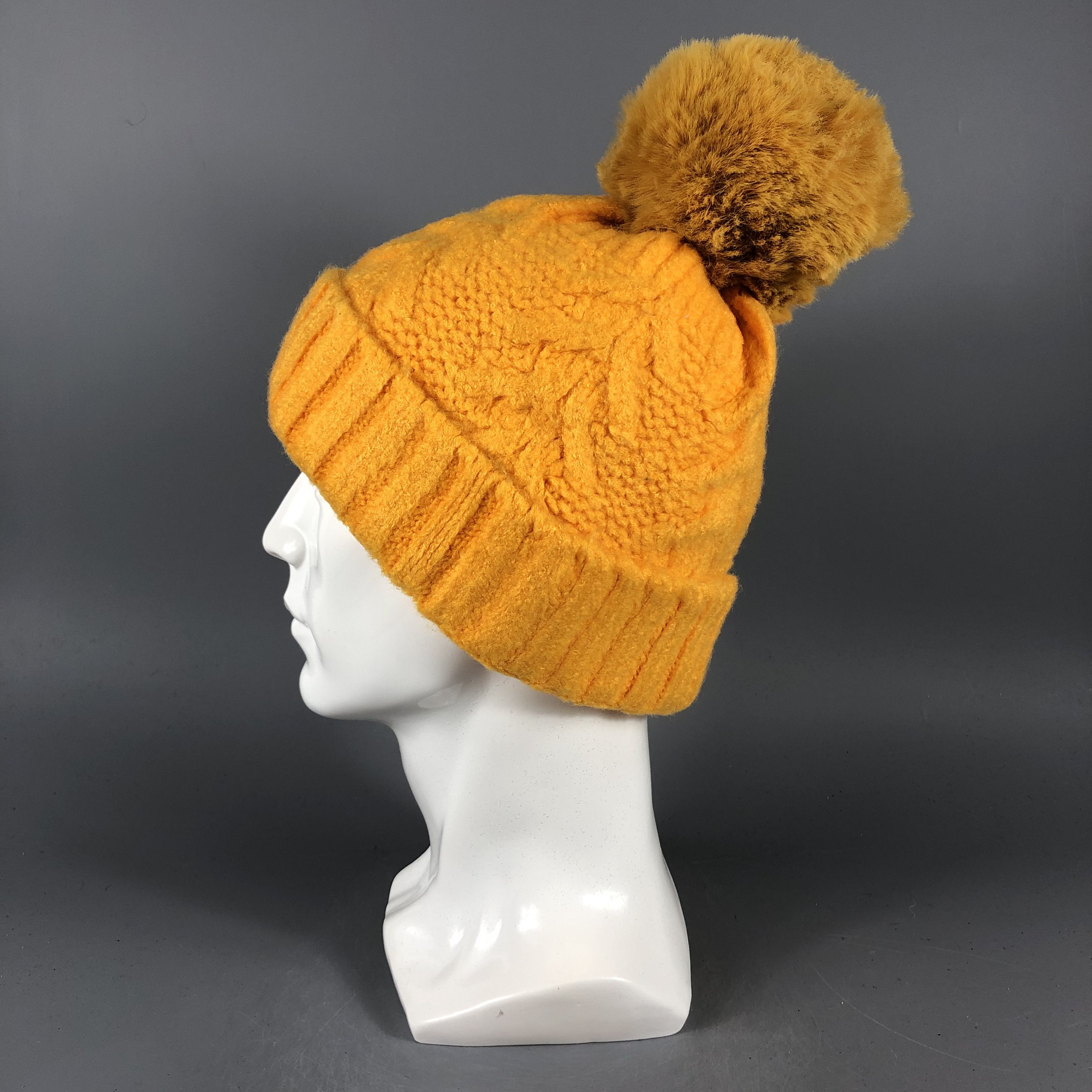 Vintage Unknown Yellow Bobble Ribbed Knit Beanie Snow Hat -D820 Size ONE SIZE - 1 Thumbnail
