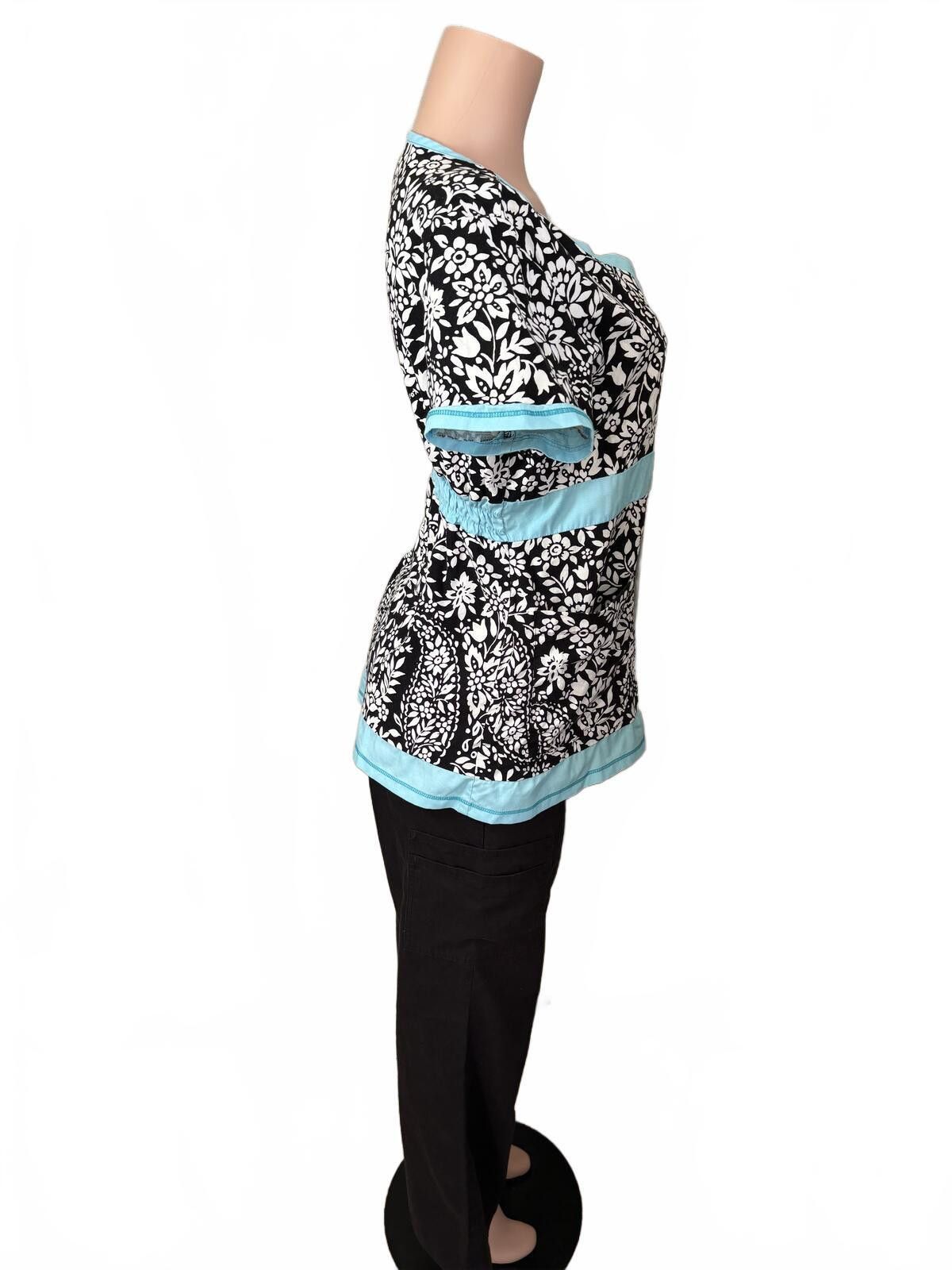 Kai Kio Kathy Peterson Scrub Set Floral Black Blue M/S Size 32" / US 10 / IT 46 - 3 Thumbnail