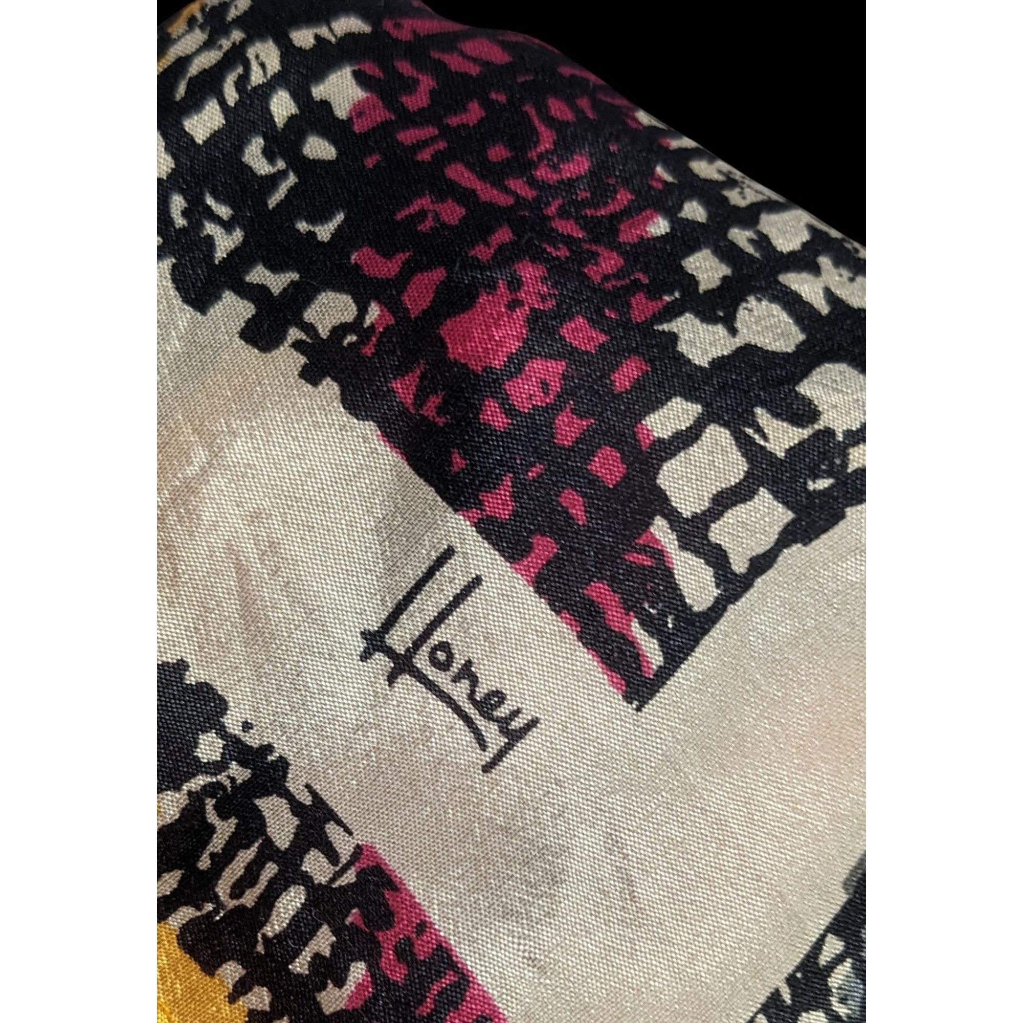 Other Vintage Honey Silk Scarf With Bold Geometric & Floral Print Size ONE SIZE - 4 Thumbnail