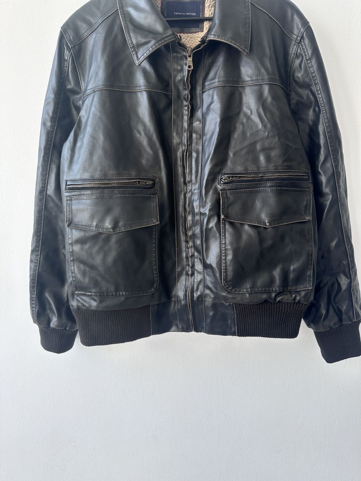 Tommy Hilfiger Tommy Hilfiger Sherpa Lined Faux Leather Bomber Jacket XL Size US XL / EU 56 / 4 - 5 Thumbnail