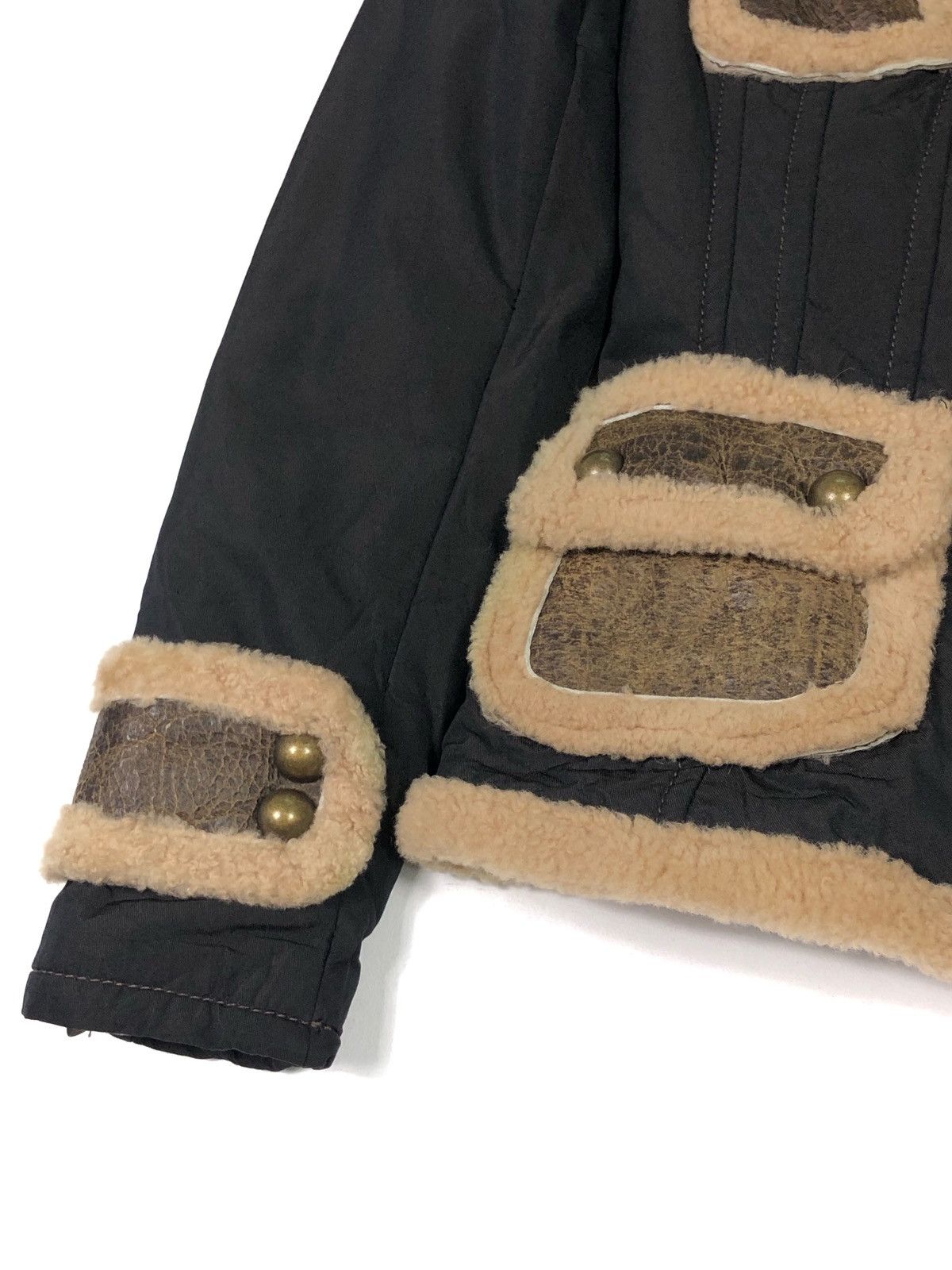 Blackstock & Weber MADE IN ITALY WEBER PATCHWORK SHEEPSKIN SHEARLING JACKET Size XXS / US 00 / IT 34 - 8 Thumbnail