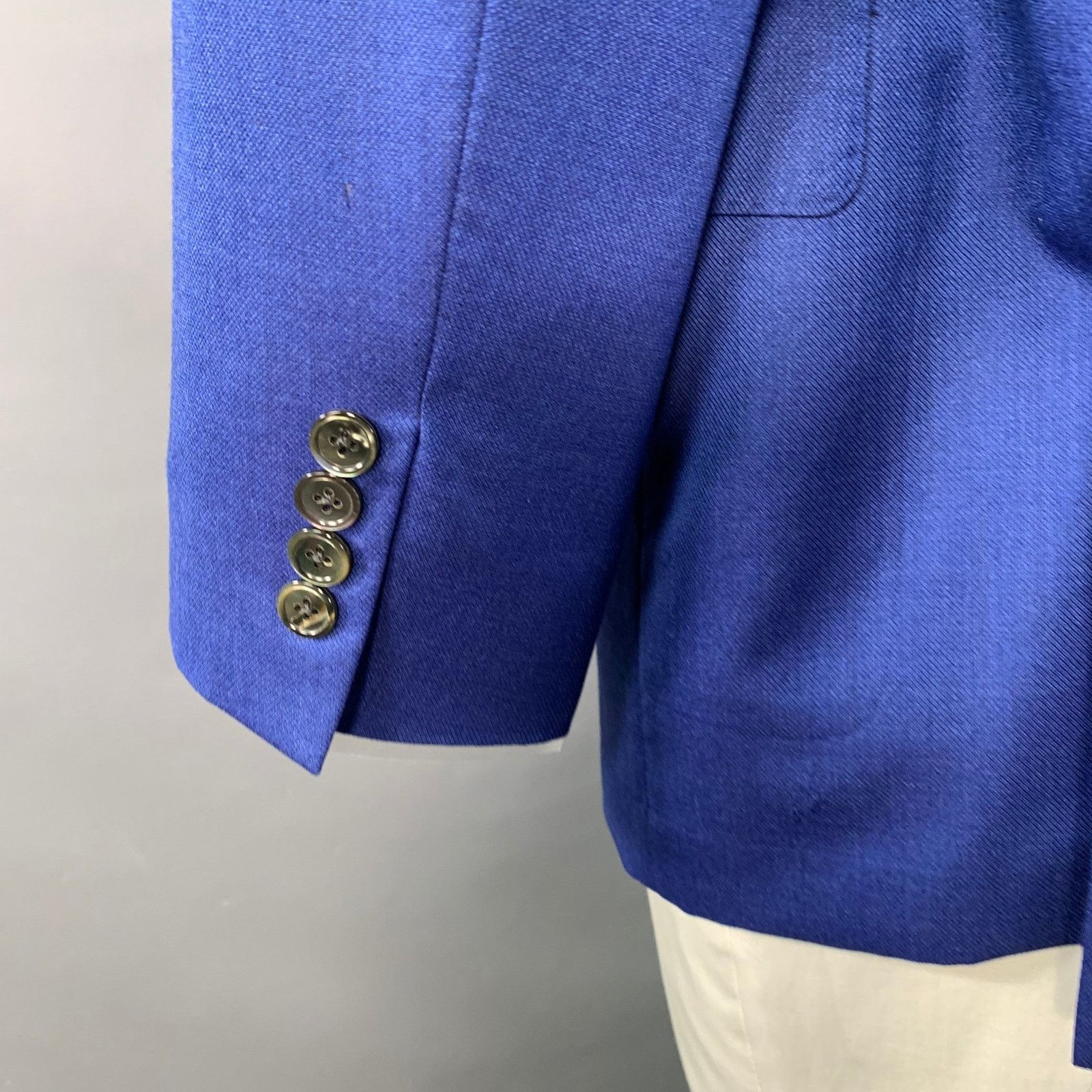 Hickey Freeman Size 44 Regular Blue Wool Silk Notch Lapel Sport Coat Size 44R - 4 Thumbnail
