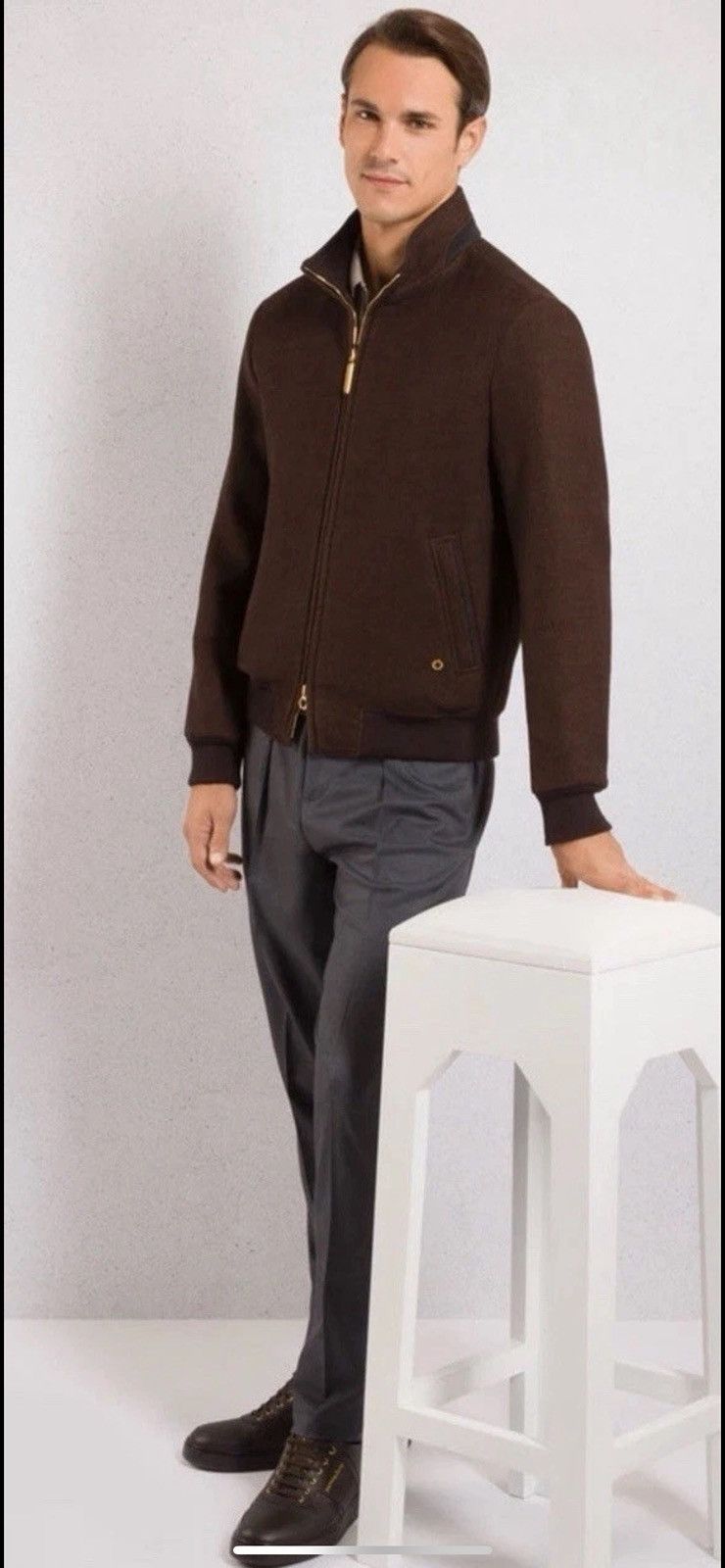Stefano Ricci LNWOT $7250 Stefano Ricci Virgin Wool Herringbone Blouson Size US L / EU 52-54 / 3 - 12 Thumbnail