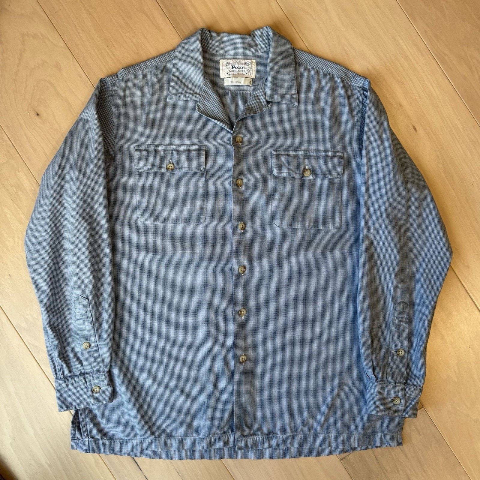 Polo Ralph Lauren × Vintage Vintage Polo Ralph Lauren Loop Collar Shirt M Blue Cotton Size US M / EU 48-50 / 2 - 2 Thumbnail