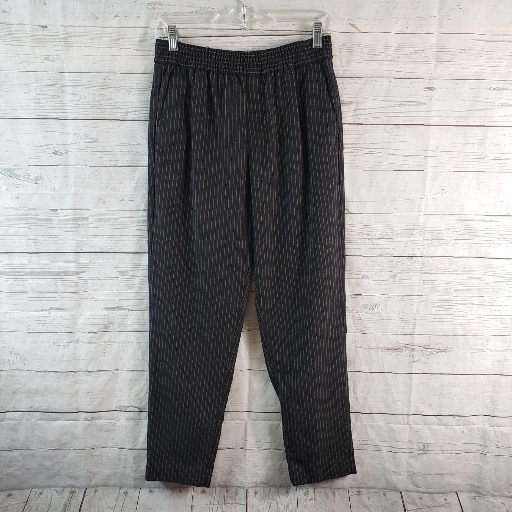 Banana Republic VINTAGE Banana Republic Womens Pull On Pants Sz 6 Gray Striped High Rise Size 28" / US 6 / IT 42 - 2 Thumbnail